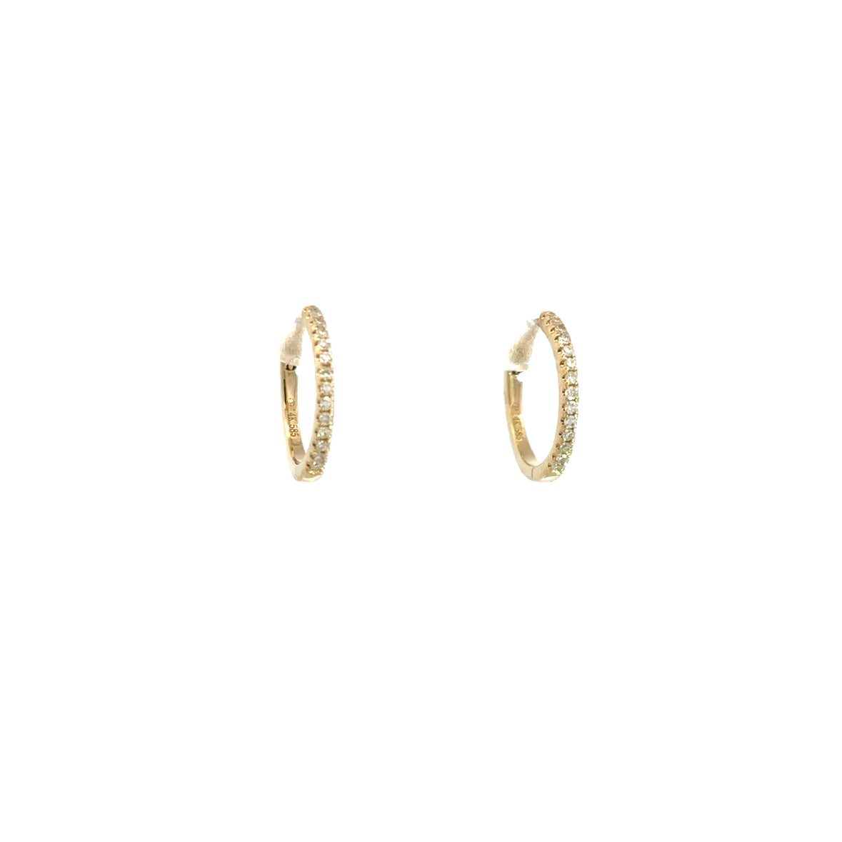 DIAMOND SEMI PAVÉ HUGGIES SET IN 14K YELLOW GOLD