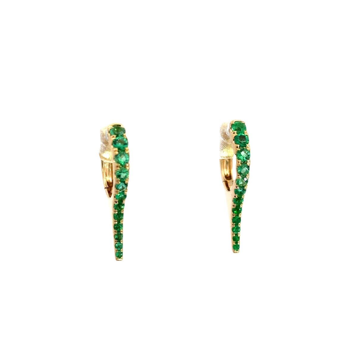 EMERALD LONG POINTY EARRINGS SET IN 14K YELLOW GOLD