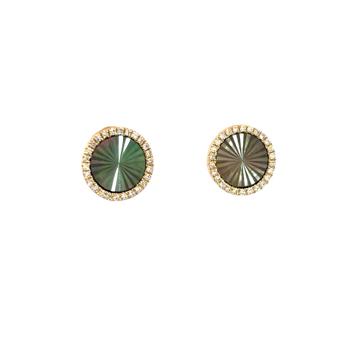 MOTHER OF PEARL CIRCLE EARRINGS SET IN 14K YELLOW GOLD