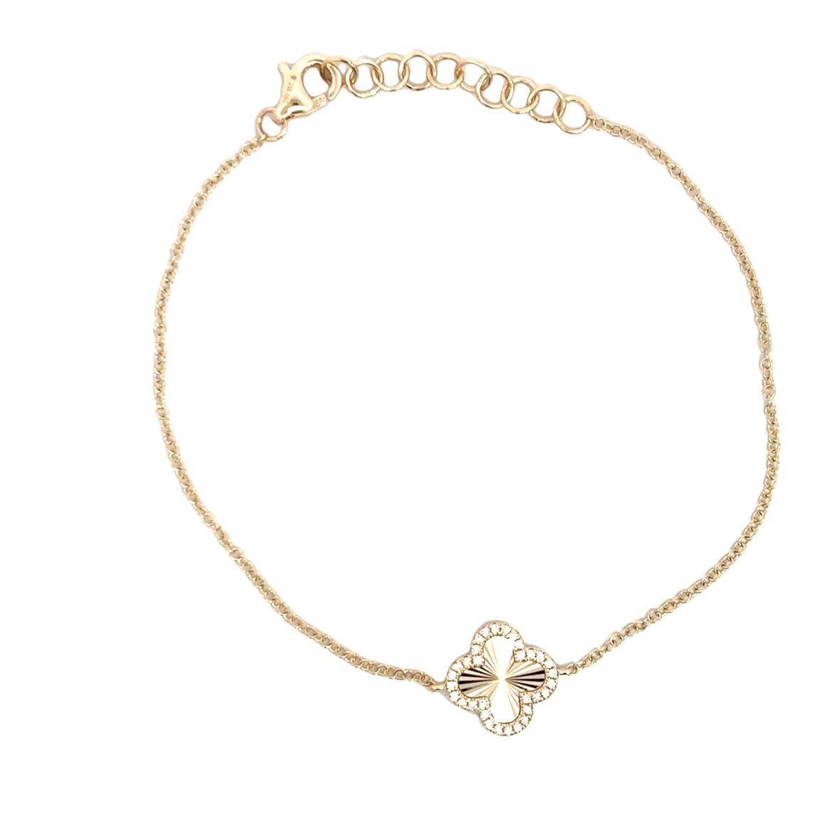 DIAMOND CLOVER BRACELET SET IN 14K YELLOW GOLD