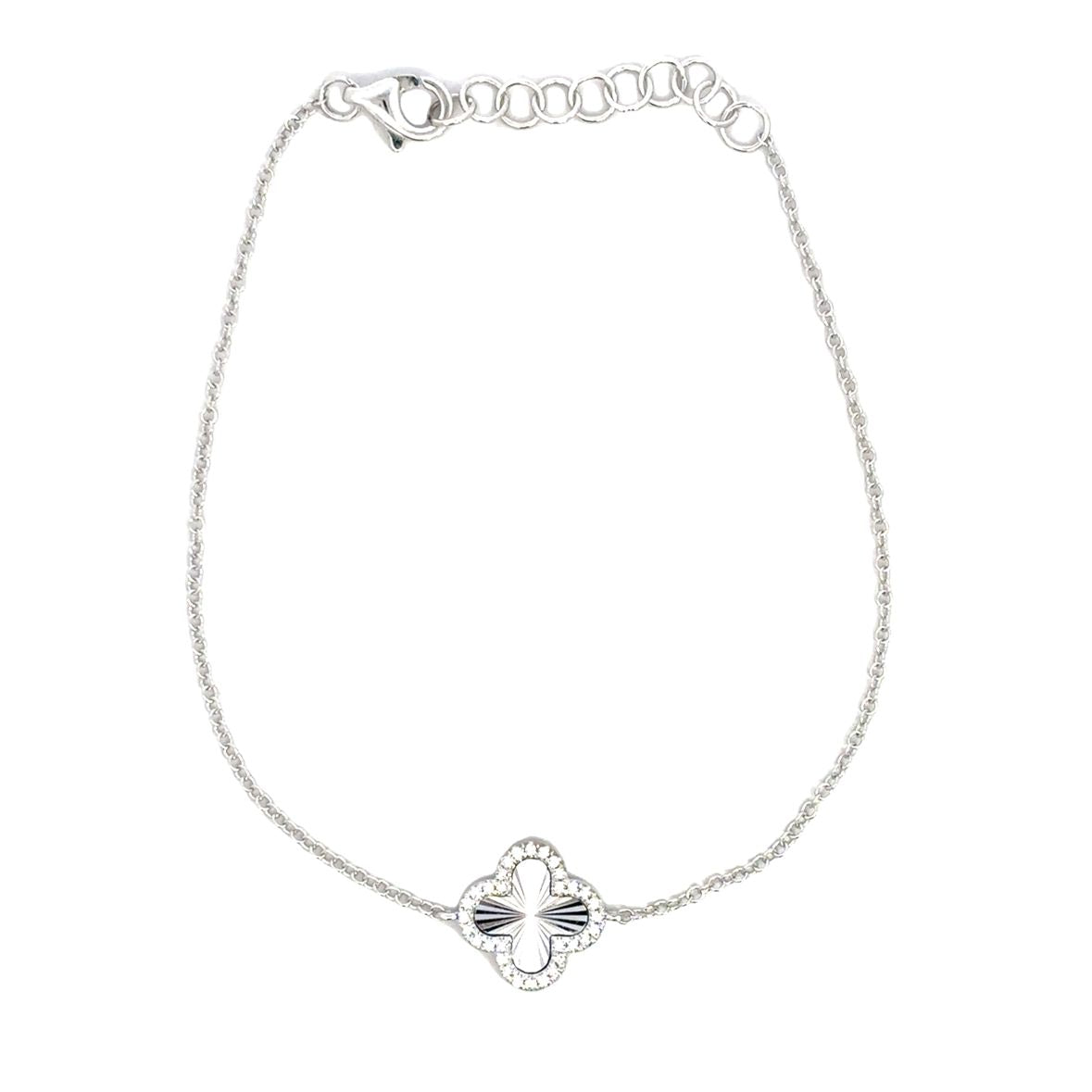 DIAMOND CLOVER BRACELET SET IN 14K WHITE GOLD