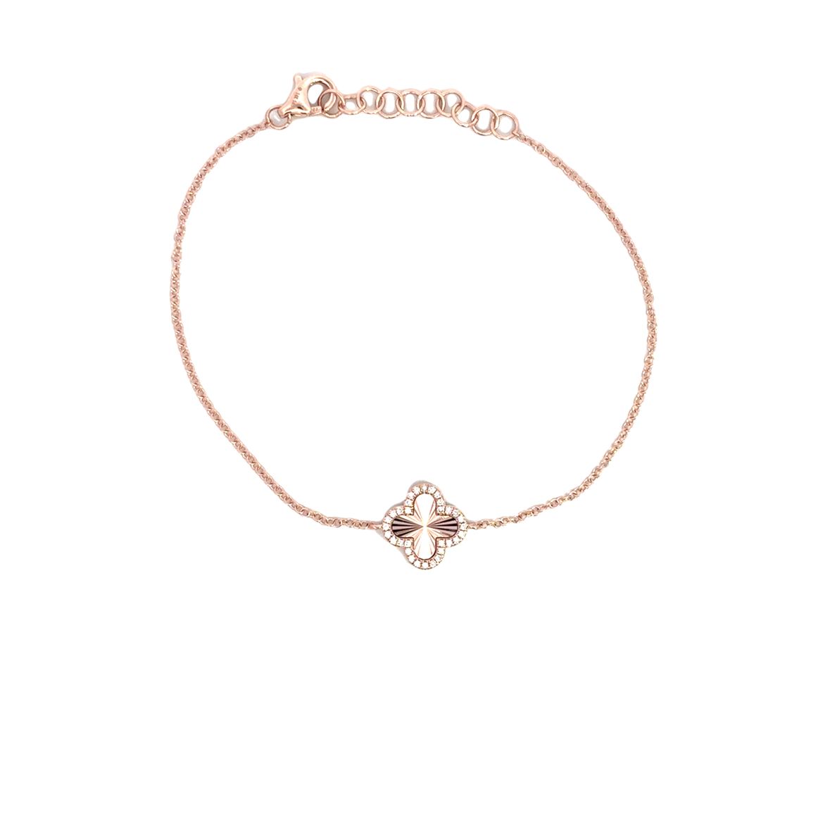 DIAMOND CLOVER BRACELET SET IN 14K ROSE GOLD