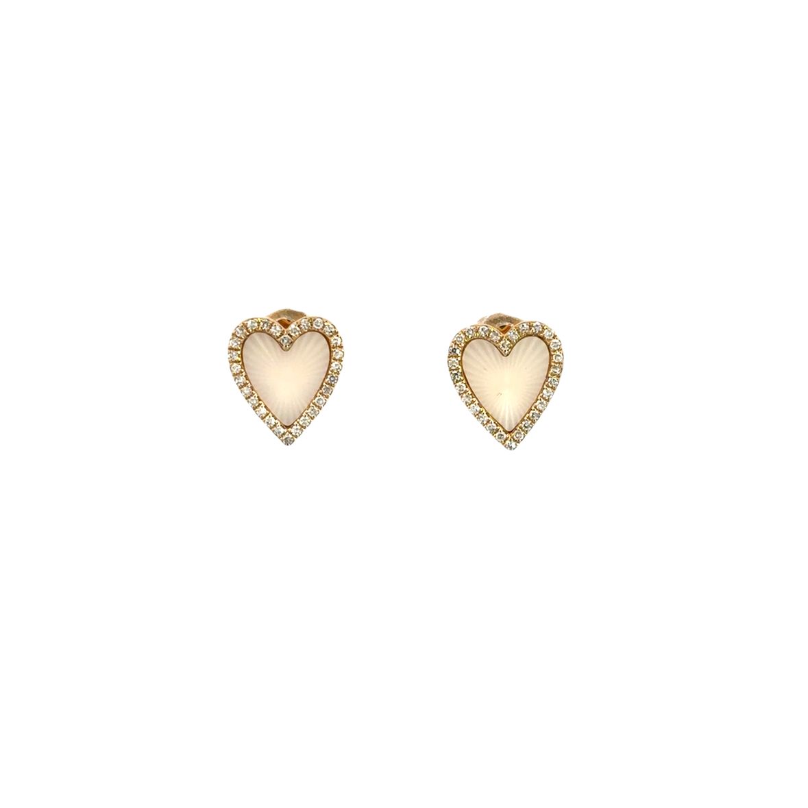 MOTHER OF PEARL HEART WITH DIAMOND HALO SET IN 14K YELLOW GOLD