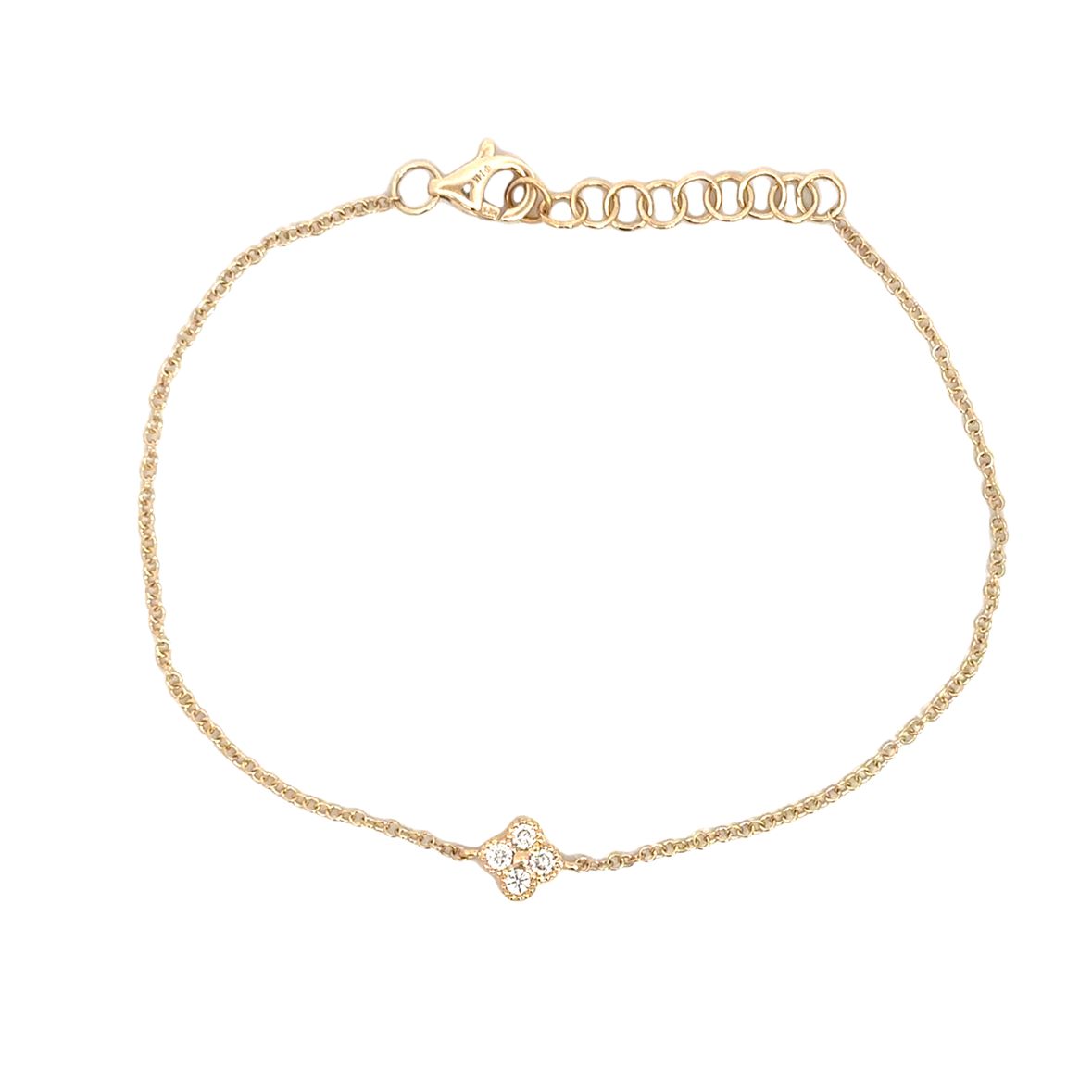 DIAMOND MINI CLOVER BRACELET SET IN 14K YELLOW GOLD