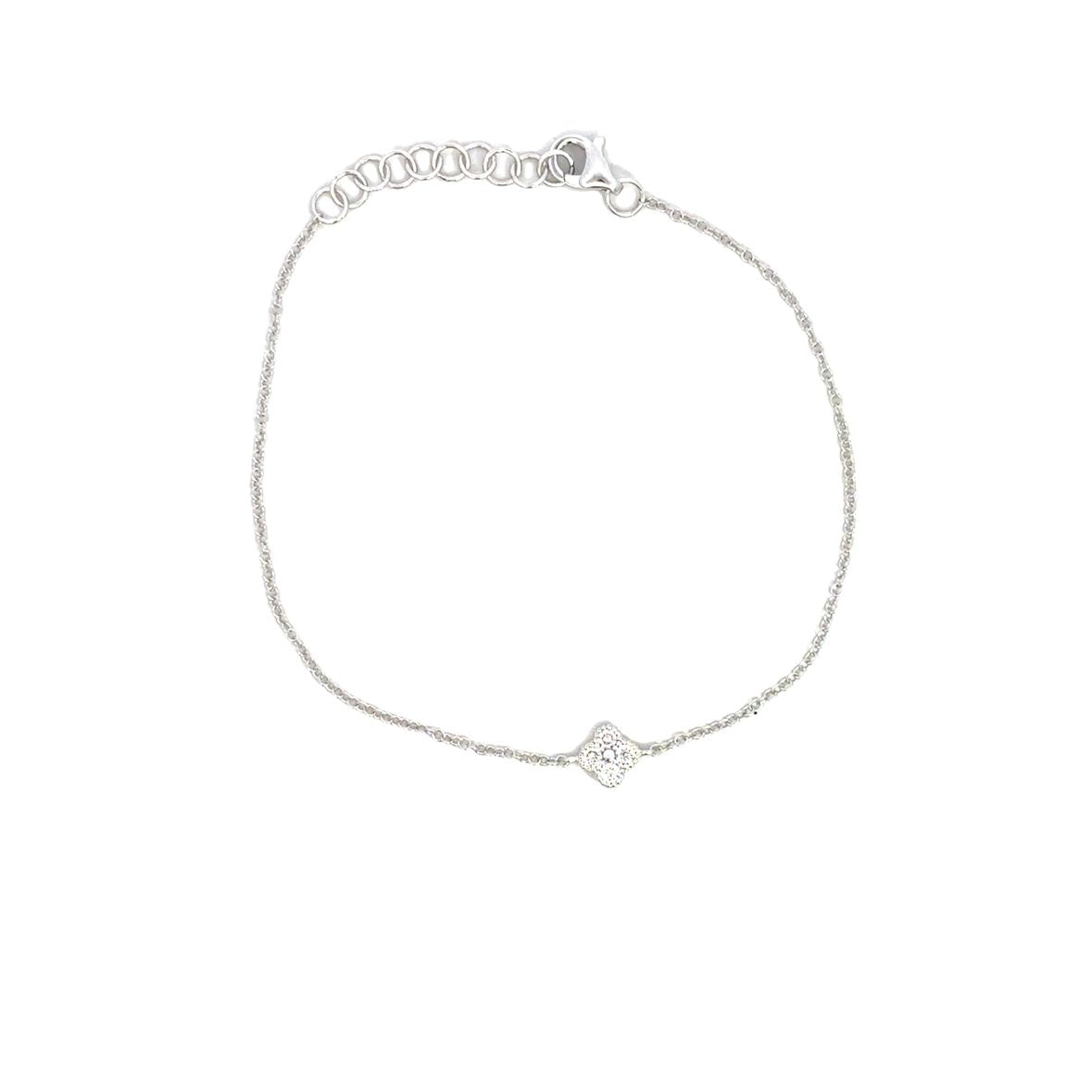 DIAMOND MINI CLOVER BRACELET SET IN 14K WHITE GOLD