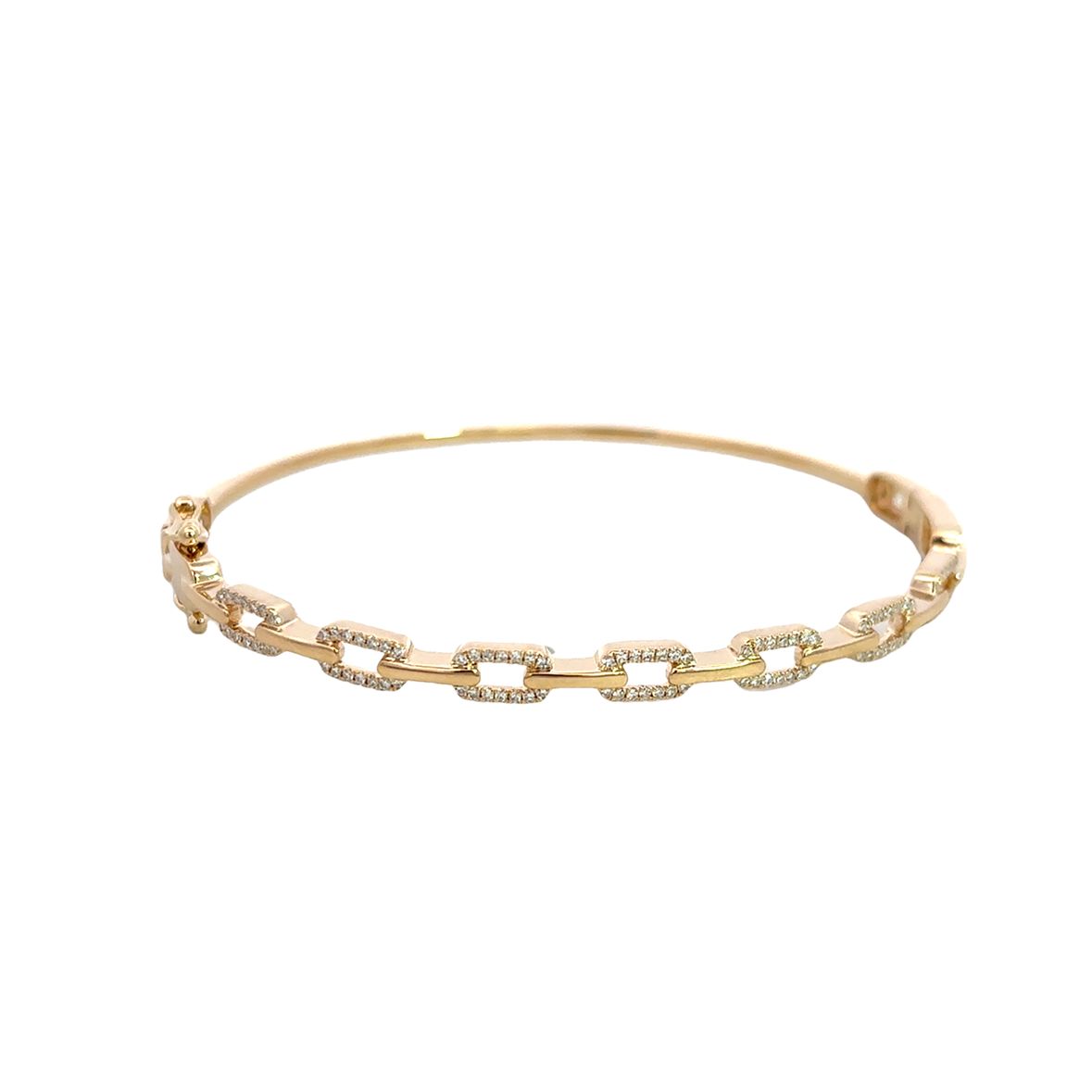 DIAMOND LINKS BANGLE SET IN 14K YELLOW GOLD