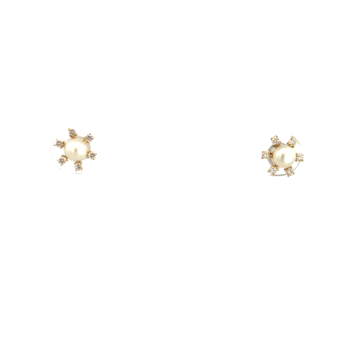 DIAMOND AND PEARLS EARRINGS SET IN 14K YELLOW GOLD