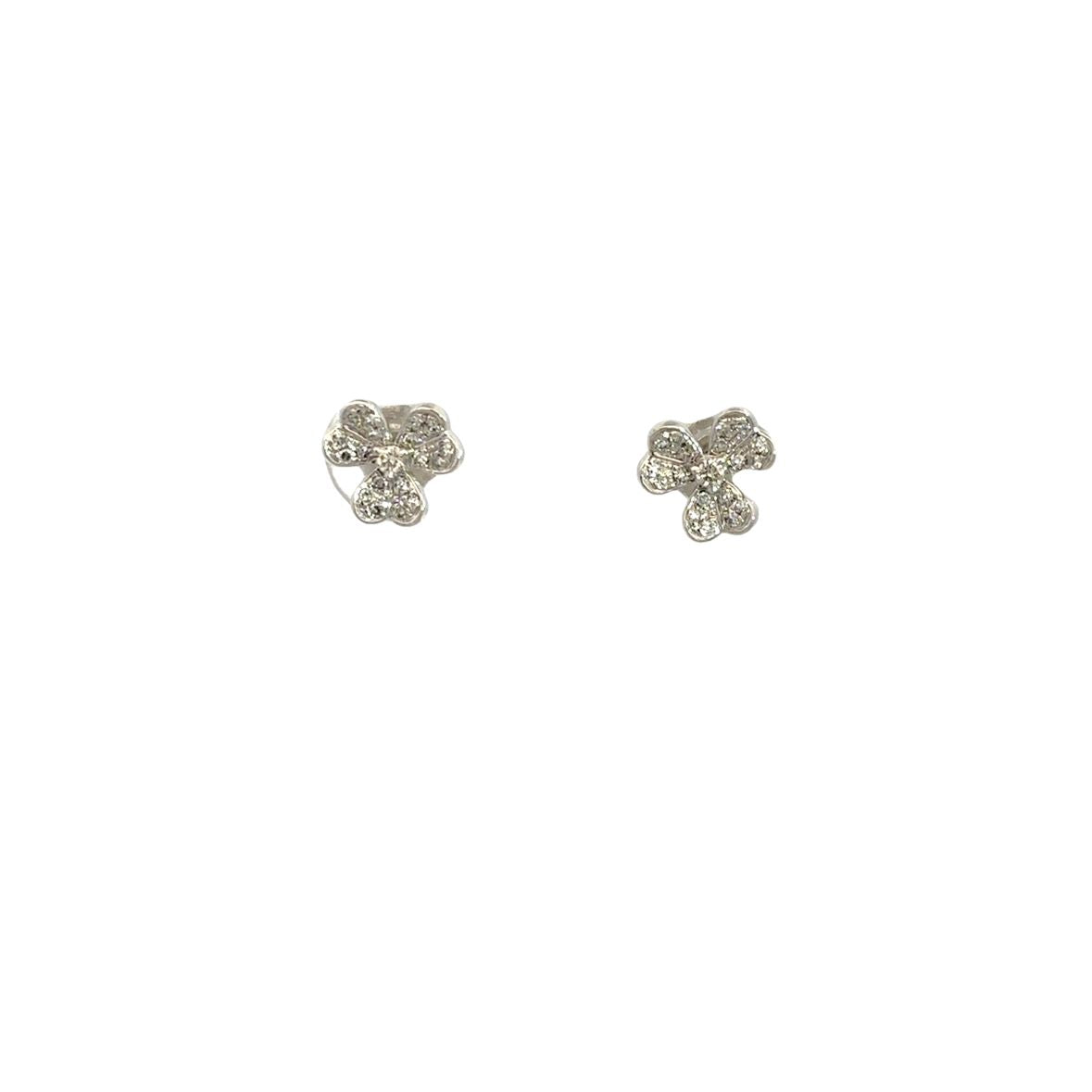 DIAMOND CLOVER EARRINGS SET IN 14K WHITE GOLD