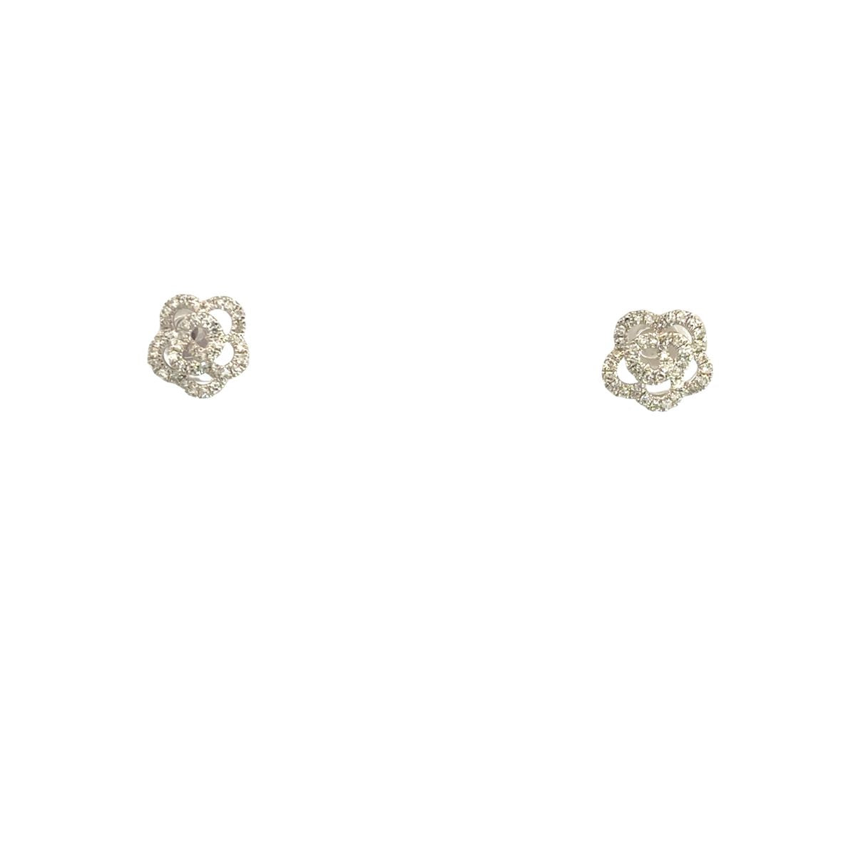 DIAMOND OUTLINE FLOWER EARRINGS SET IN 14K YELLOW GOLD