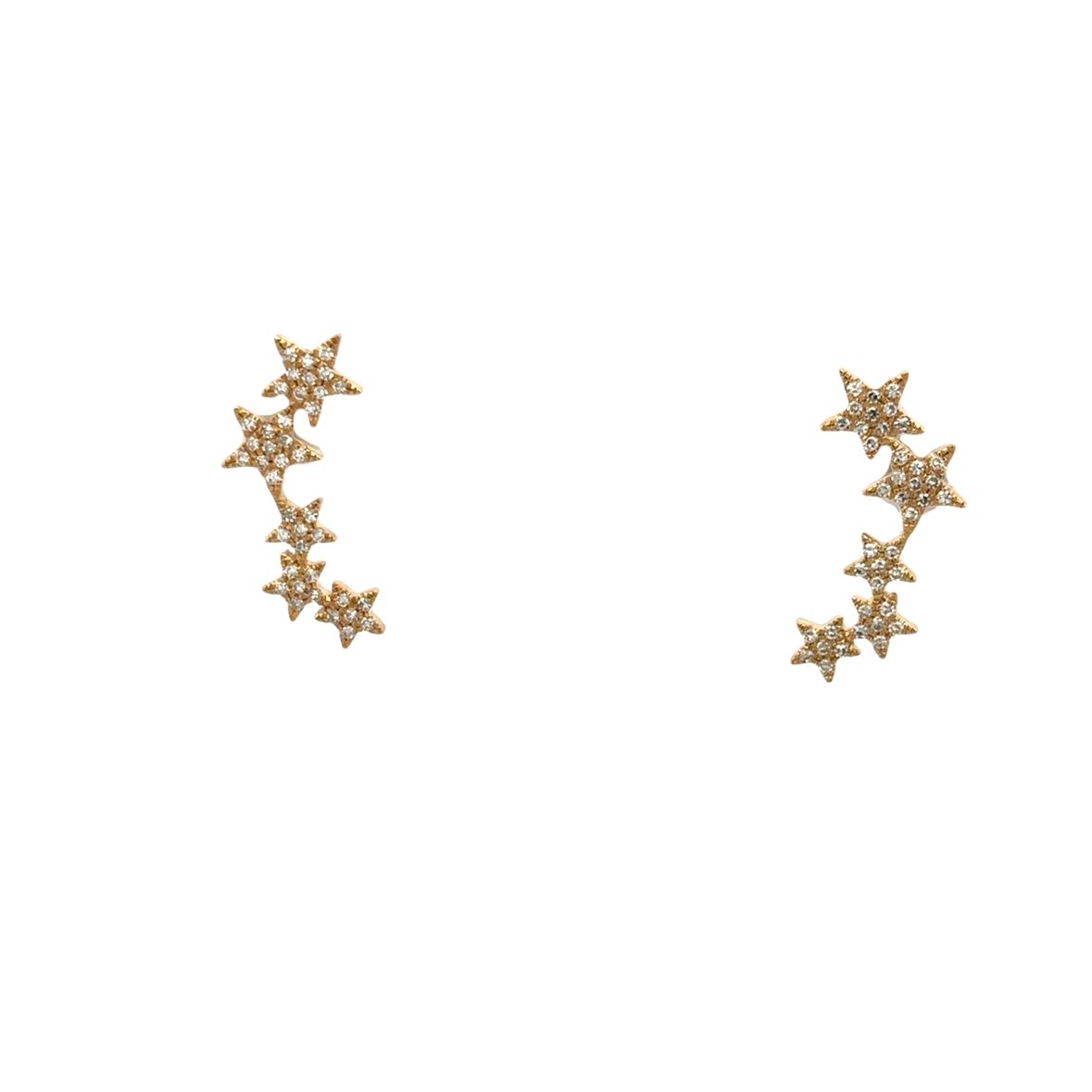 DIAMOND STAR EAR CLIMBERS SET IN 14K YELLOW GOLD