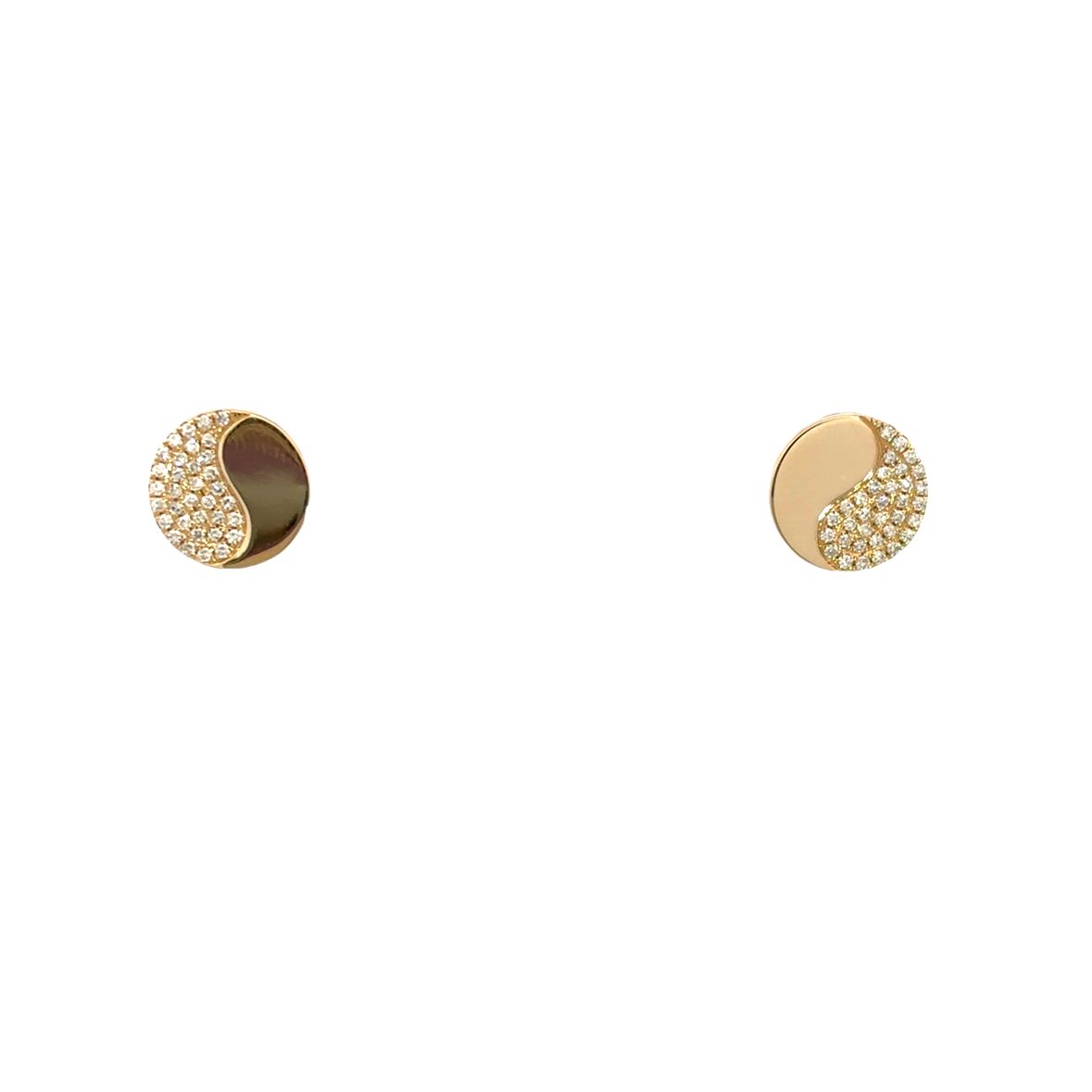 DIAMOND PAVÉ YIN YANG EARRINGS SET IN 14K YELLOW GOLD