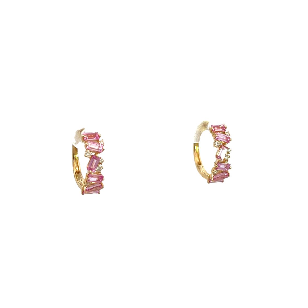 PINK SAPPHIRE CLUSTER WITH DIAMOND ACCENT SET IN 14K YELLOW GOLD