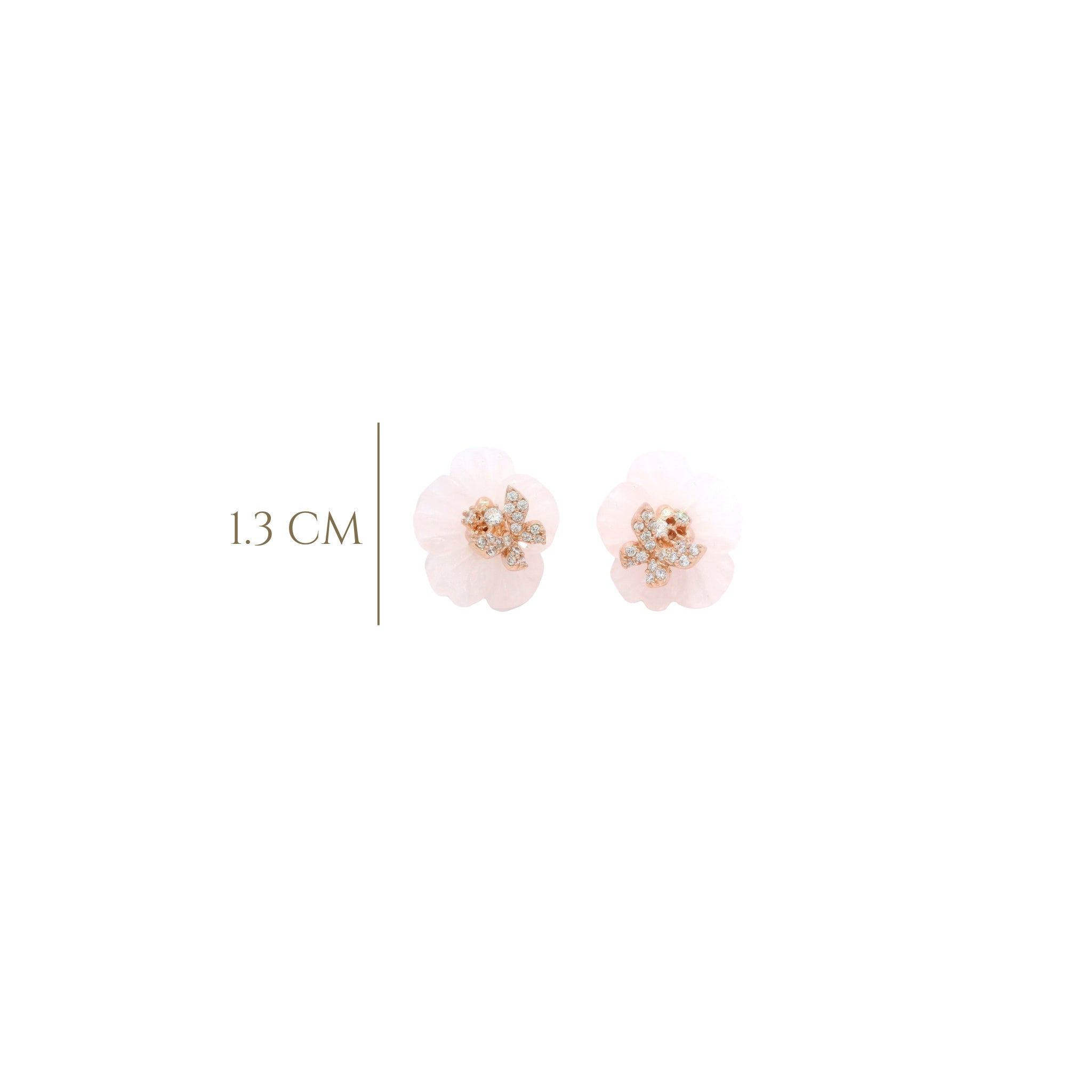 925RG FLOWER TRANSLUCENT AND MINI BUTTERLY PAVE EARRINGS