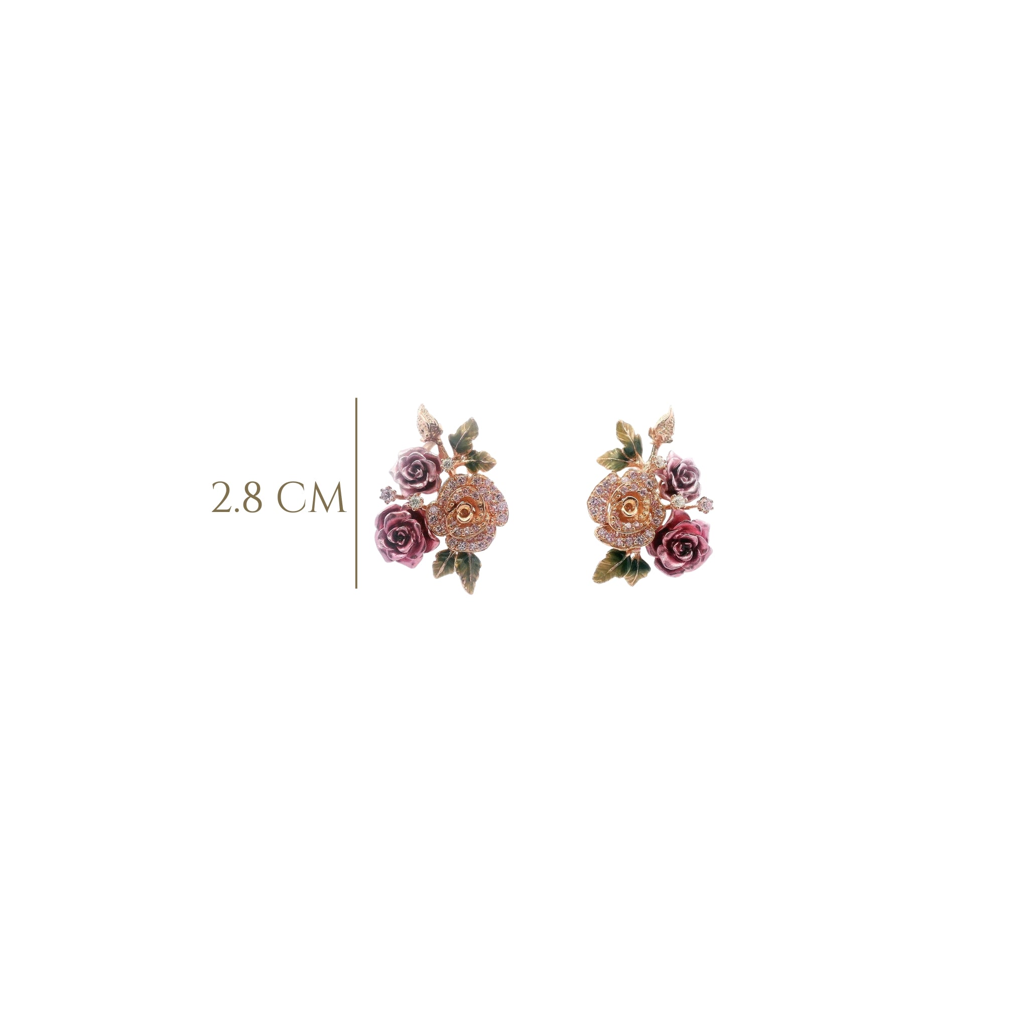 925RG TWO FLOWER PINK WITH FLOWER PAVE CZ PINK EARRINGS
