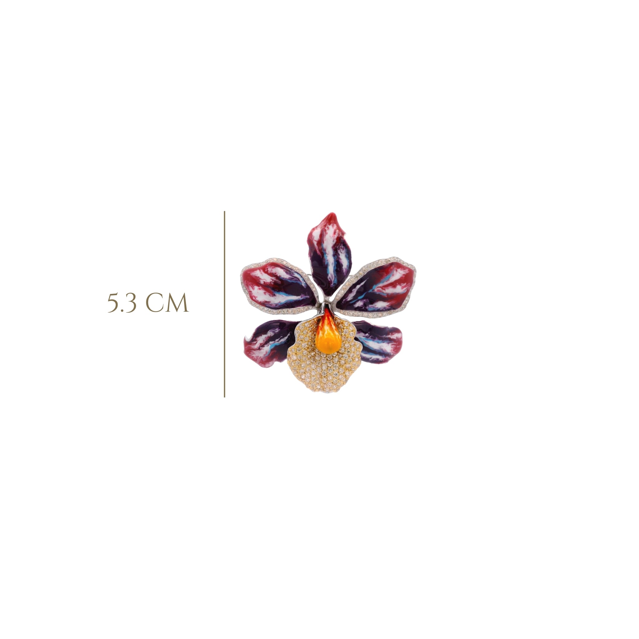 925YG BIG MAY FLOWER PURPLE AND RED BROOCH