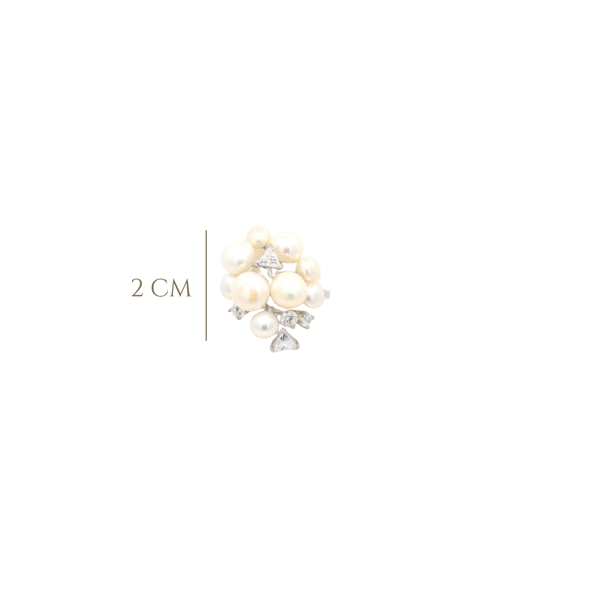 925SL CLUSTER PERL AND CZ RING T8