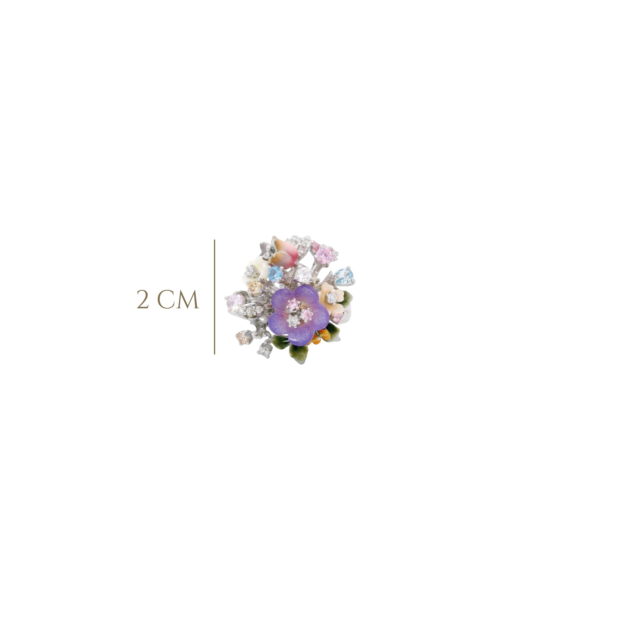 925SL CLUSTER FLOWER MIX STONE RING T8