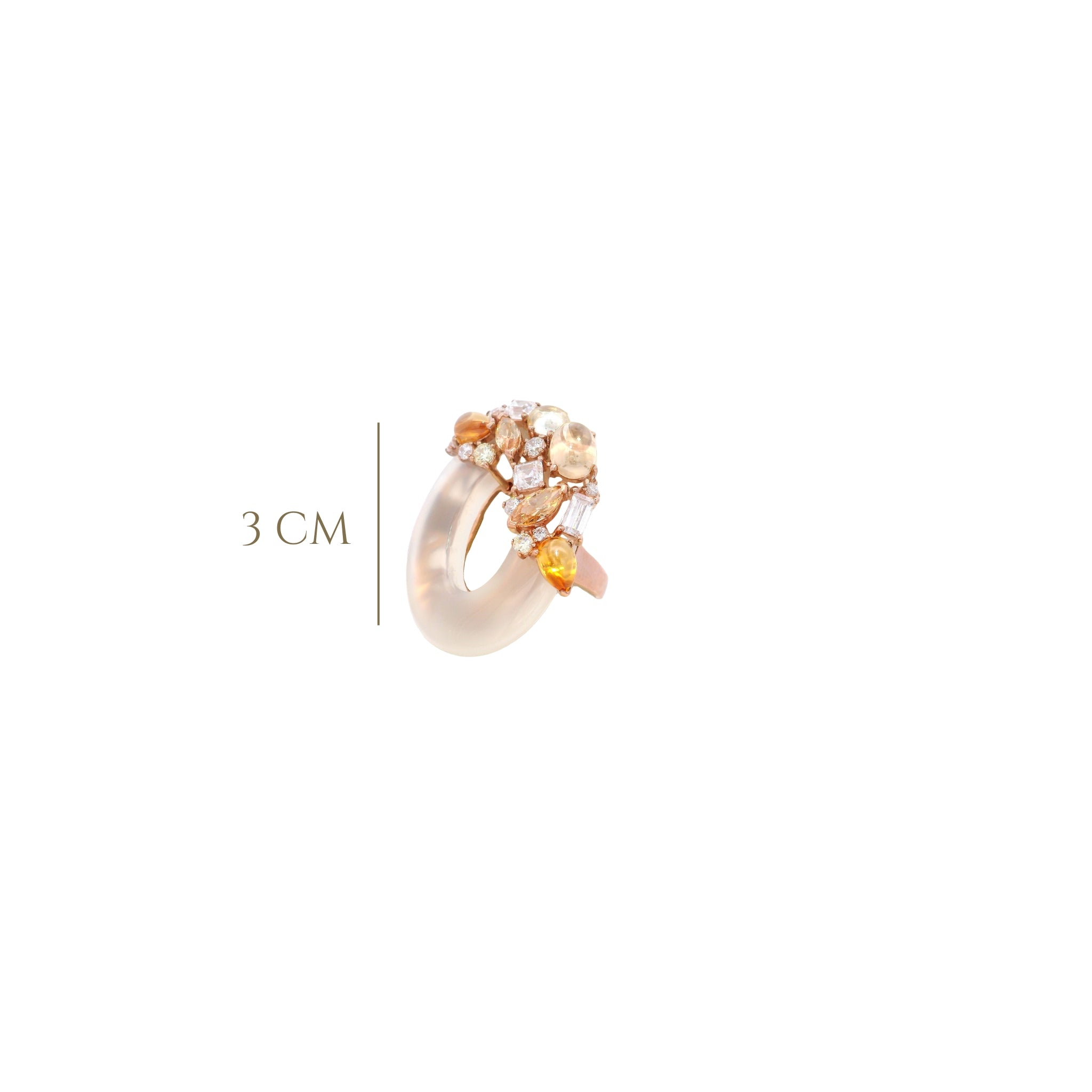 925RG O AND CLUSTER SMOKY AGATE RING T6