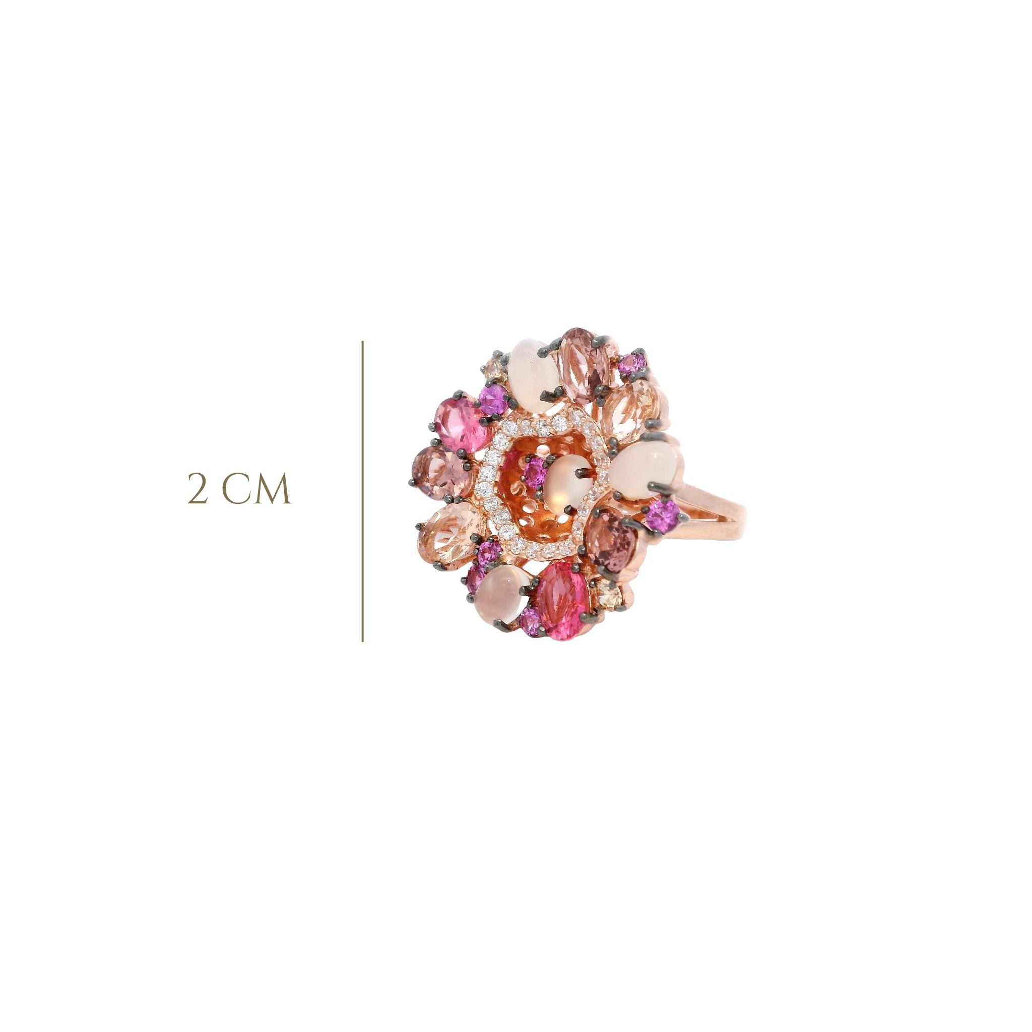 925RG CIRCLE PINK CHAMPANGE MOONSTONE RING T7