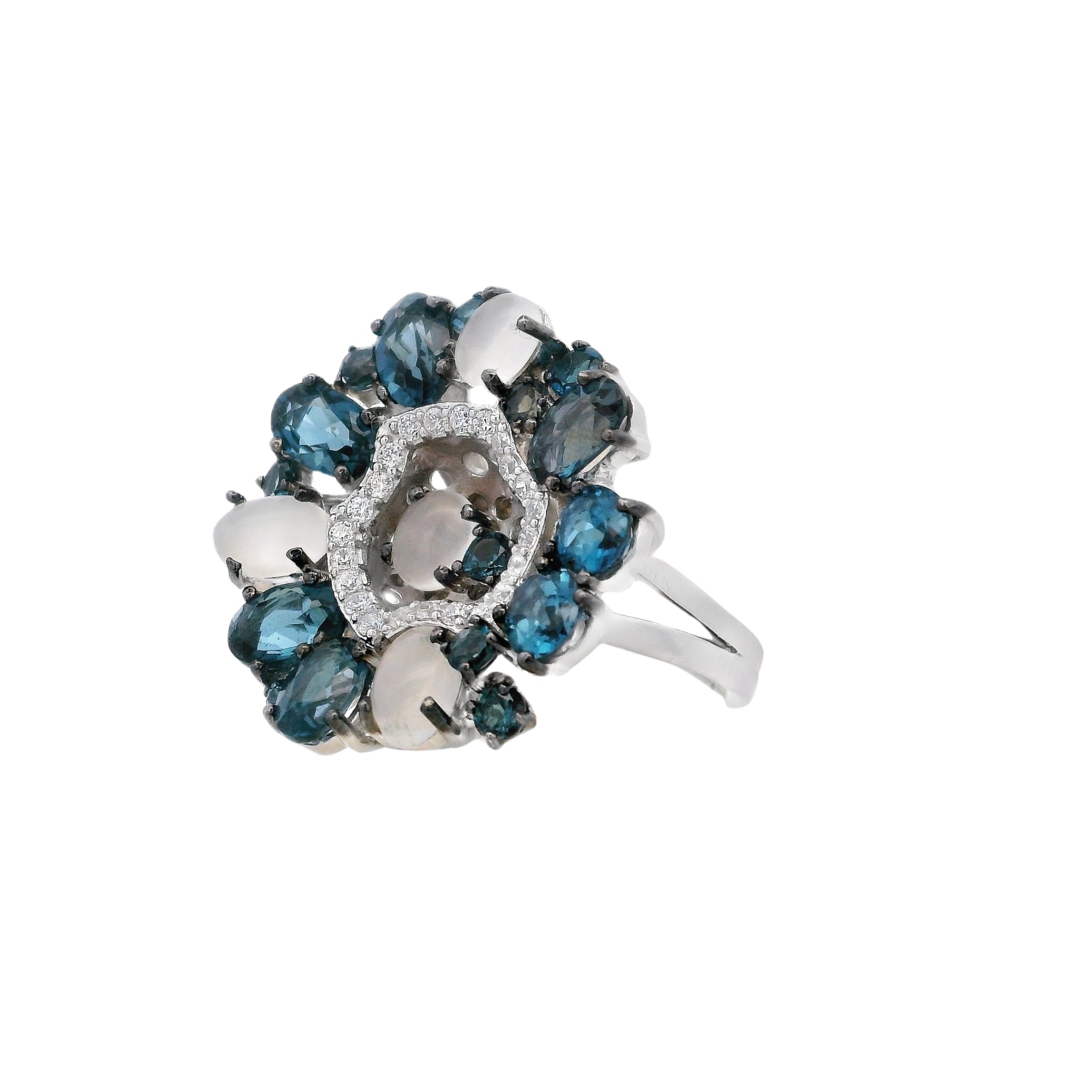 925SL CIRCLE LONDON TOPAZ MOONSTONE RING T7
