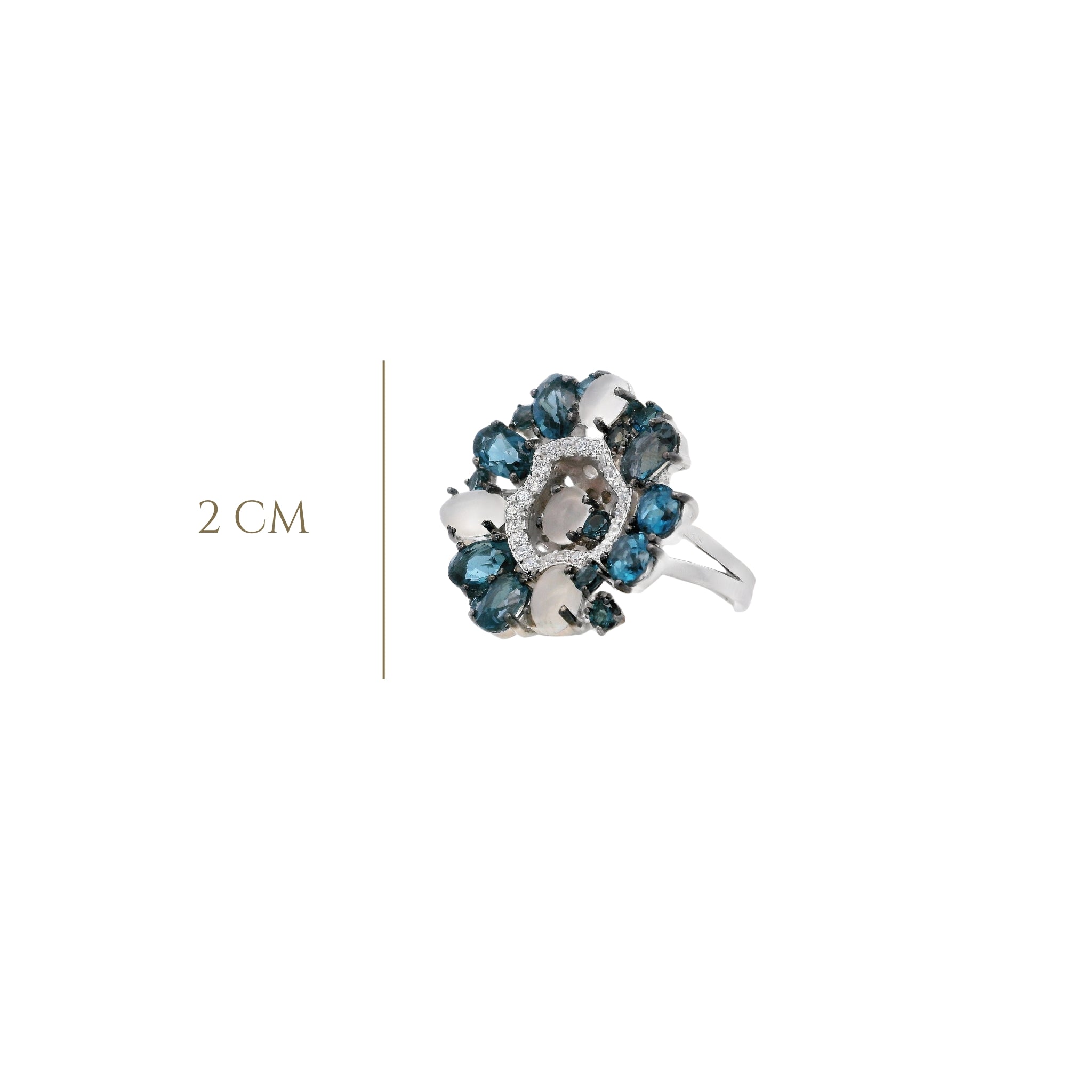 925SL CIRCLE LONDON TOPAZ MOONSTONE RING T7