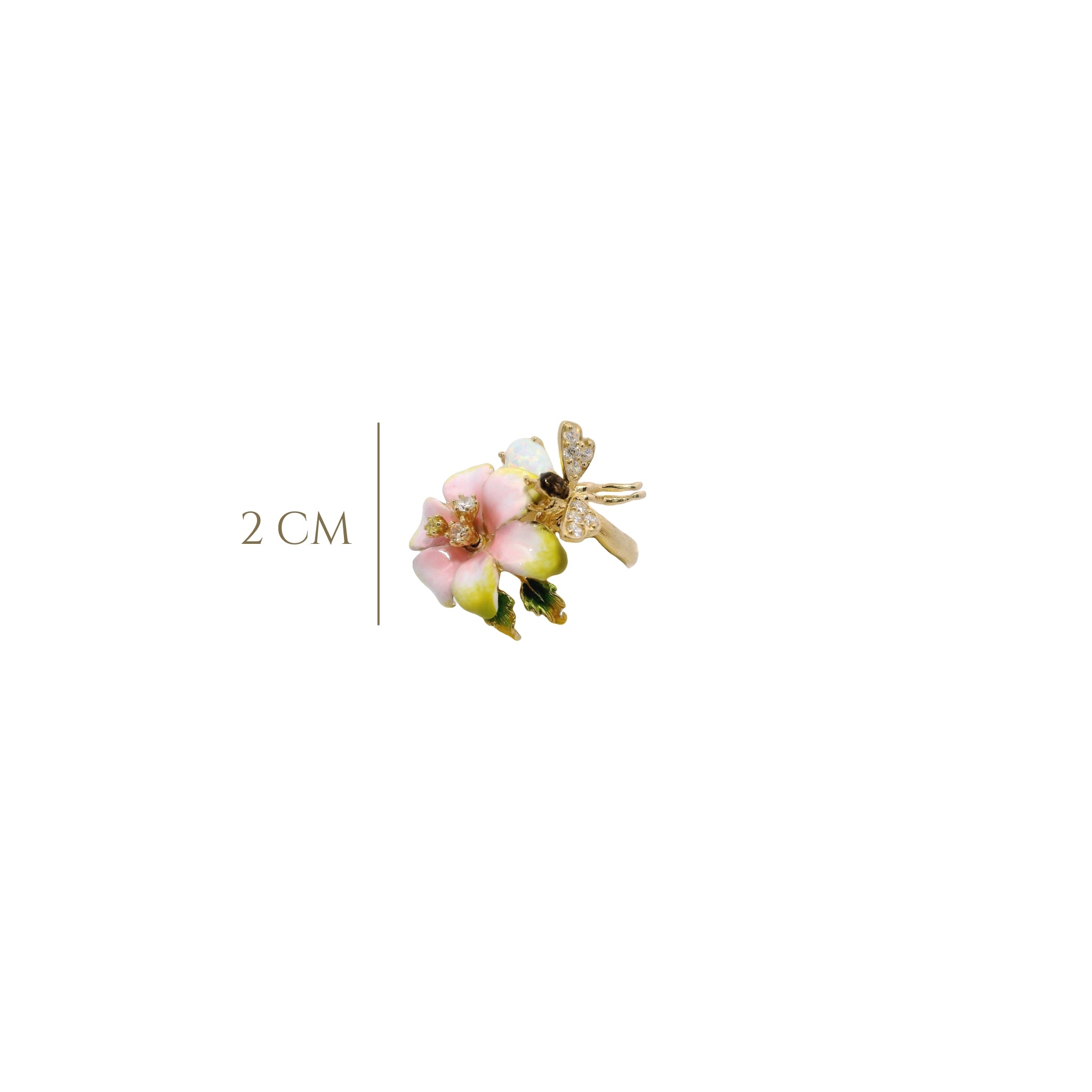 925YG FLOWER YELLOW AND FAIRY CZ RING T7