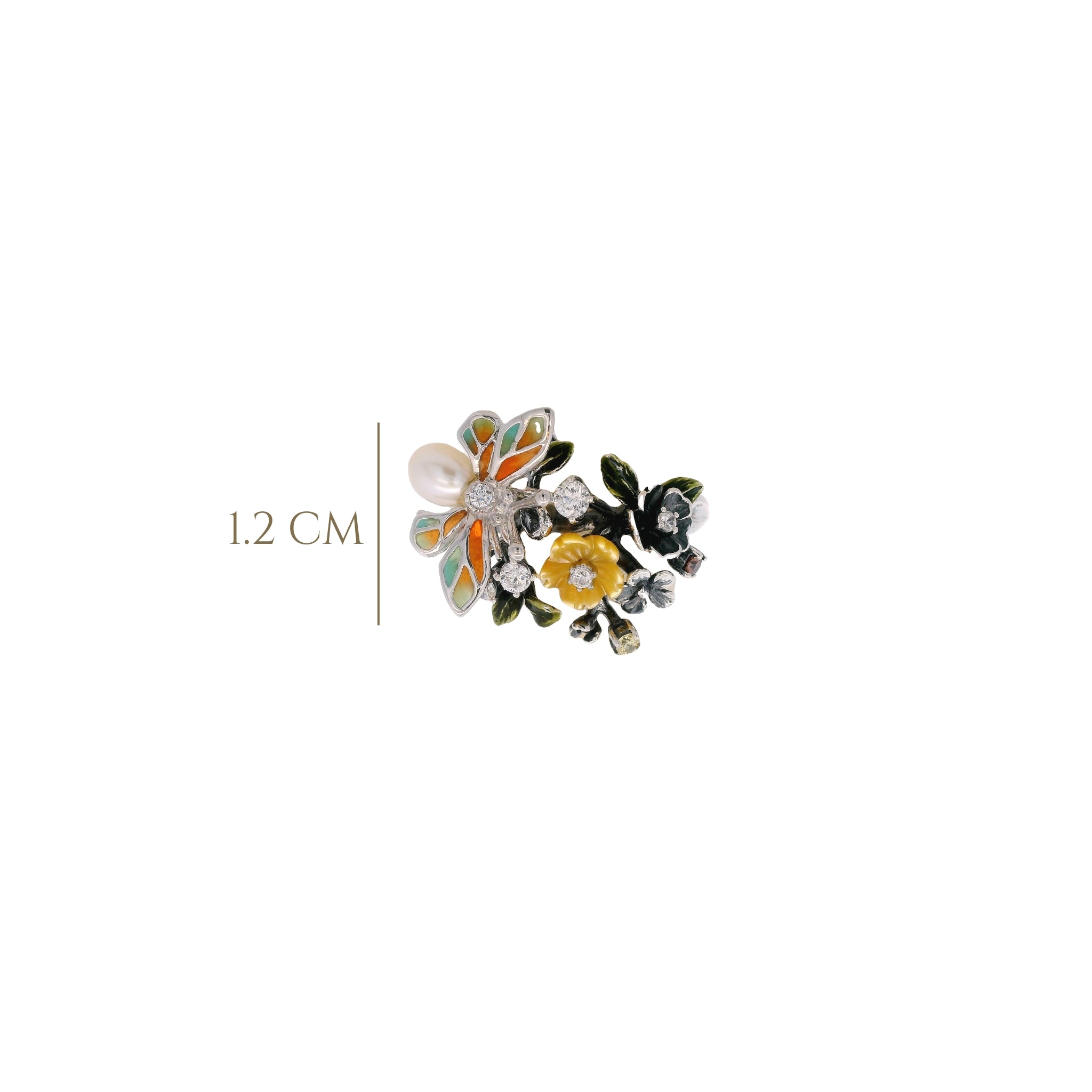 925SL TRIPLE FLOWER AND BEE PEARL RING T7