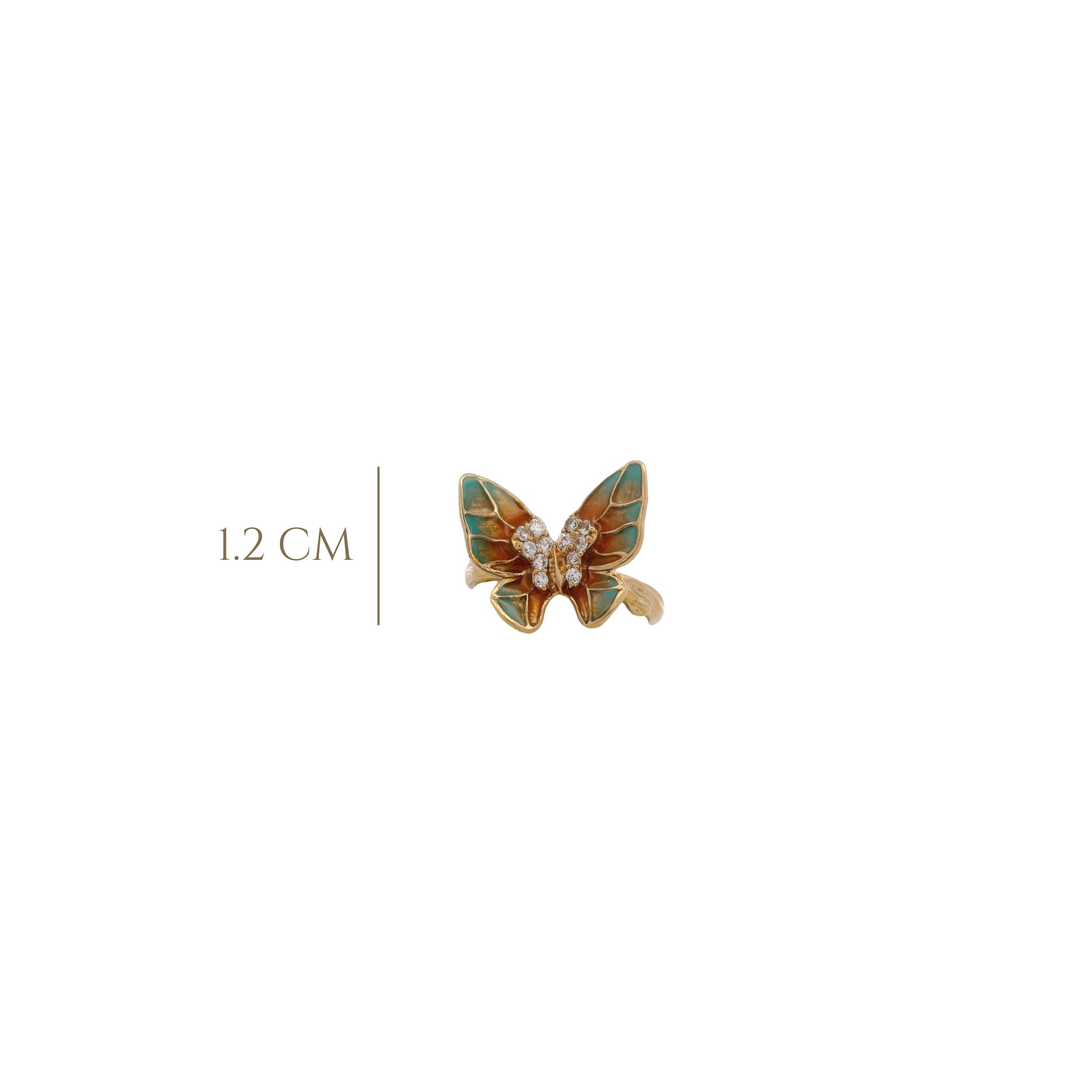 925YG MEDIUM BUTTERFLY ENMAEL ORAGE AND AQUA RING T7
