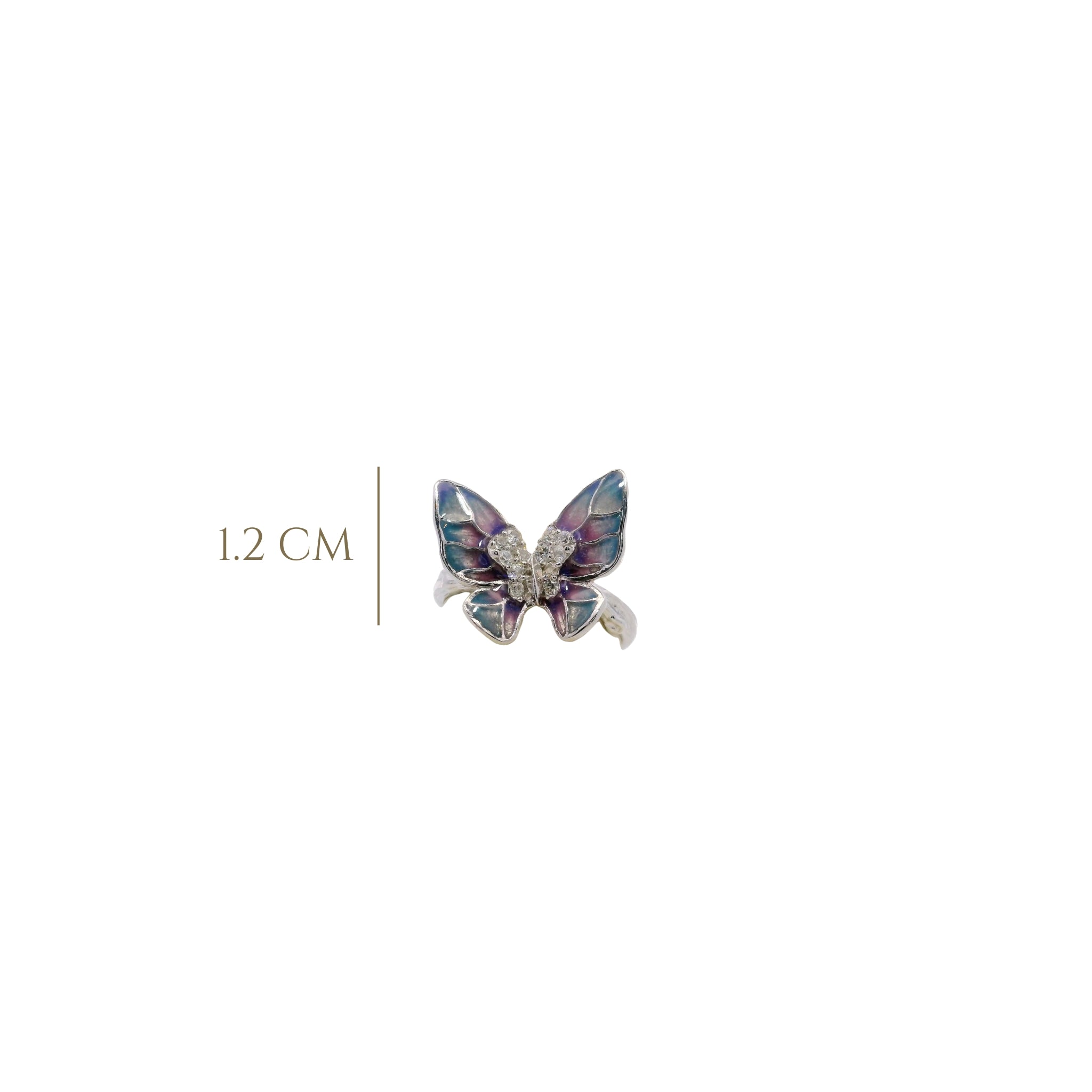 925SL MEDIUM BUTTERFLY ENMAEL BLUE AND PURPLE RING T7