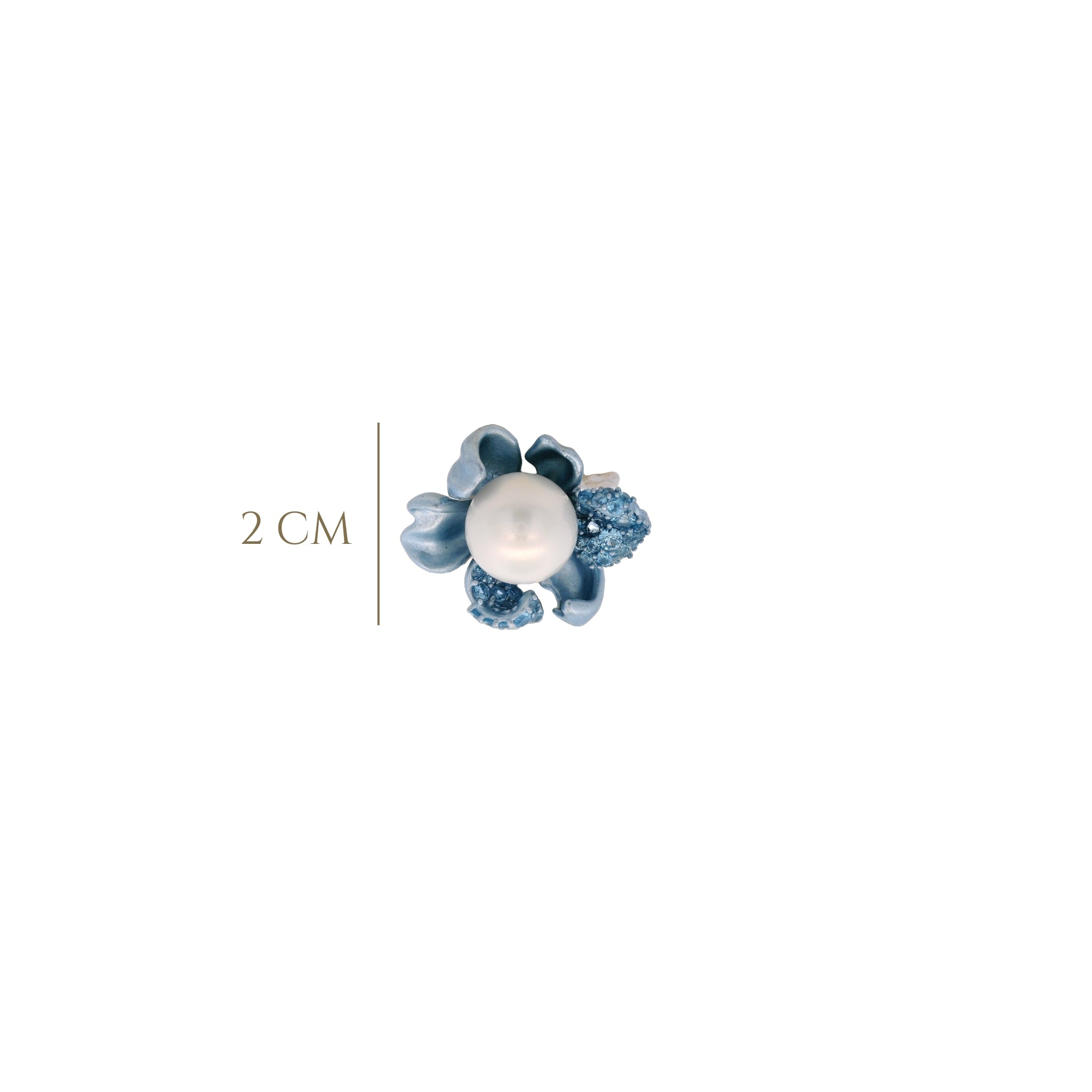 925SL BIG FLOWER BLUE CENTER PEARL RING T7