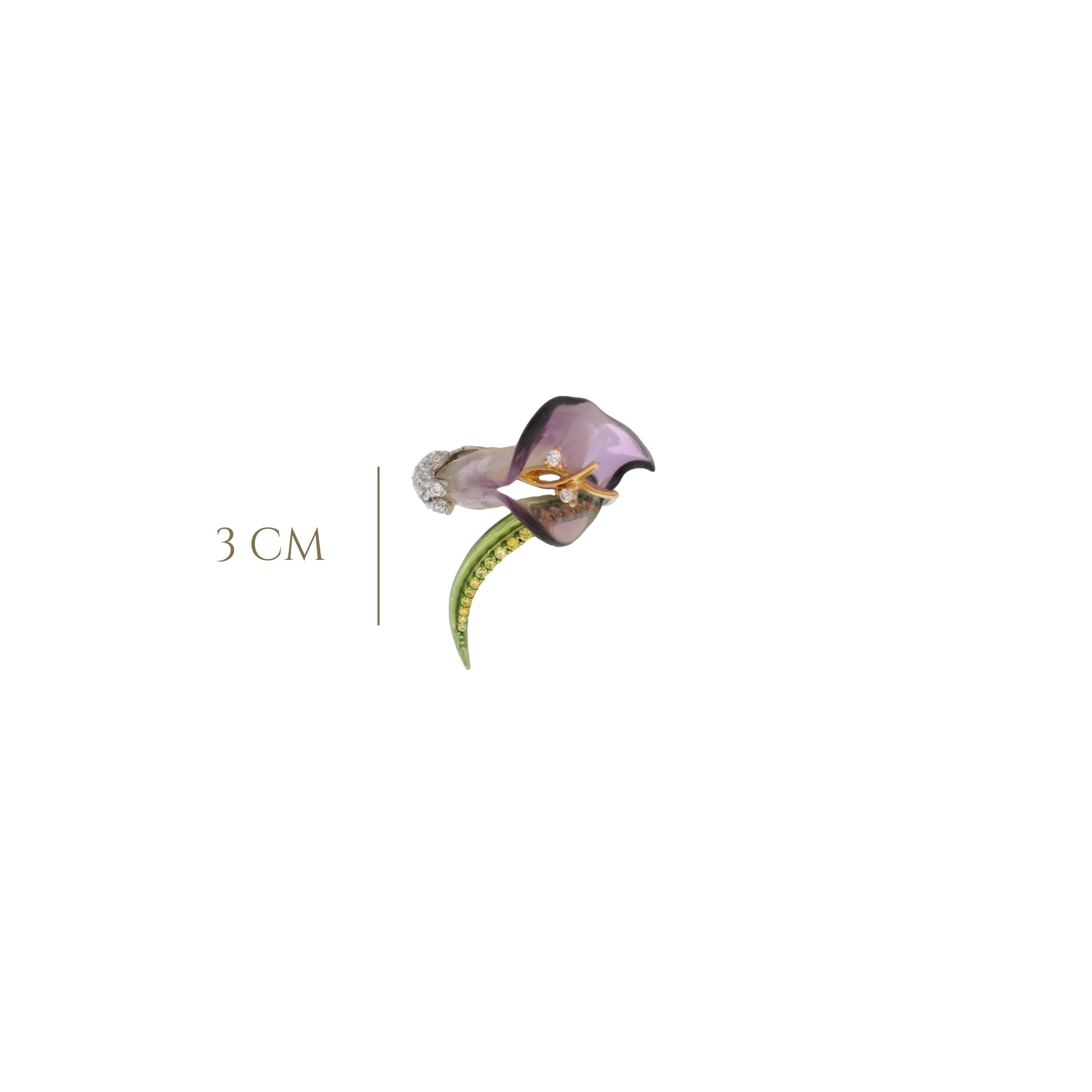 925SL FLOWER CALLA TRANSLUCENT PURPLE RING T7