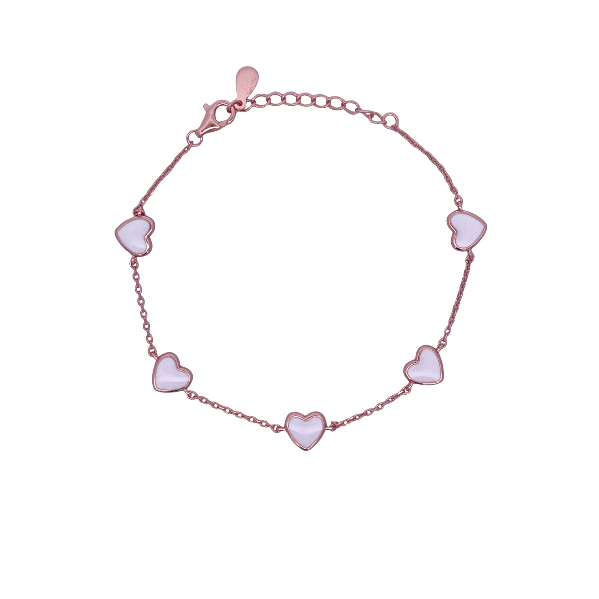 925RG STATION HEART WHITE ENAMEL BRACELET