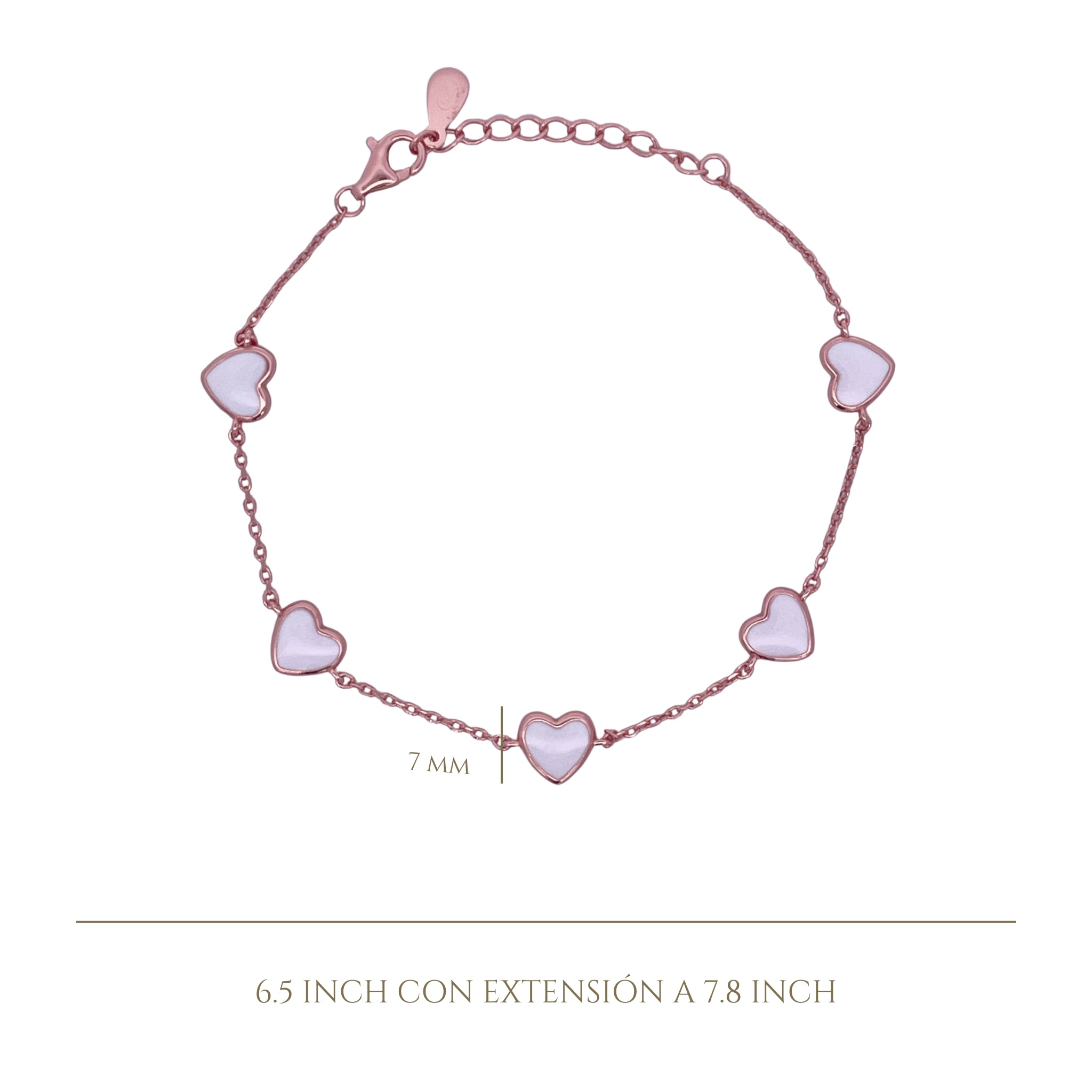 925RG STATION HEART WHITE ENAMEL BRACELET