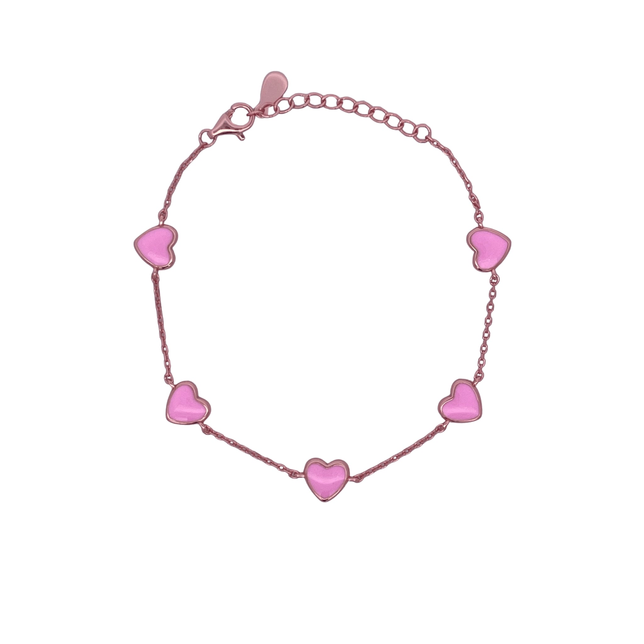 925RG STATION HEART PINK ENAMEL BRACELET