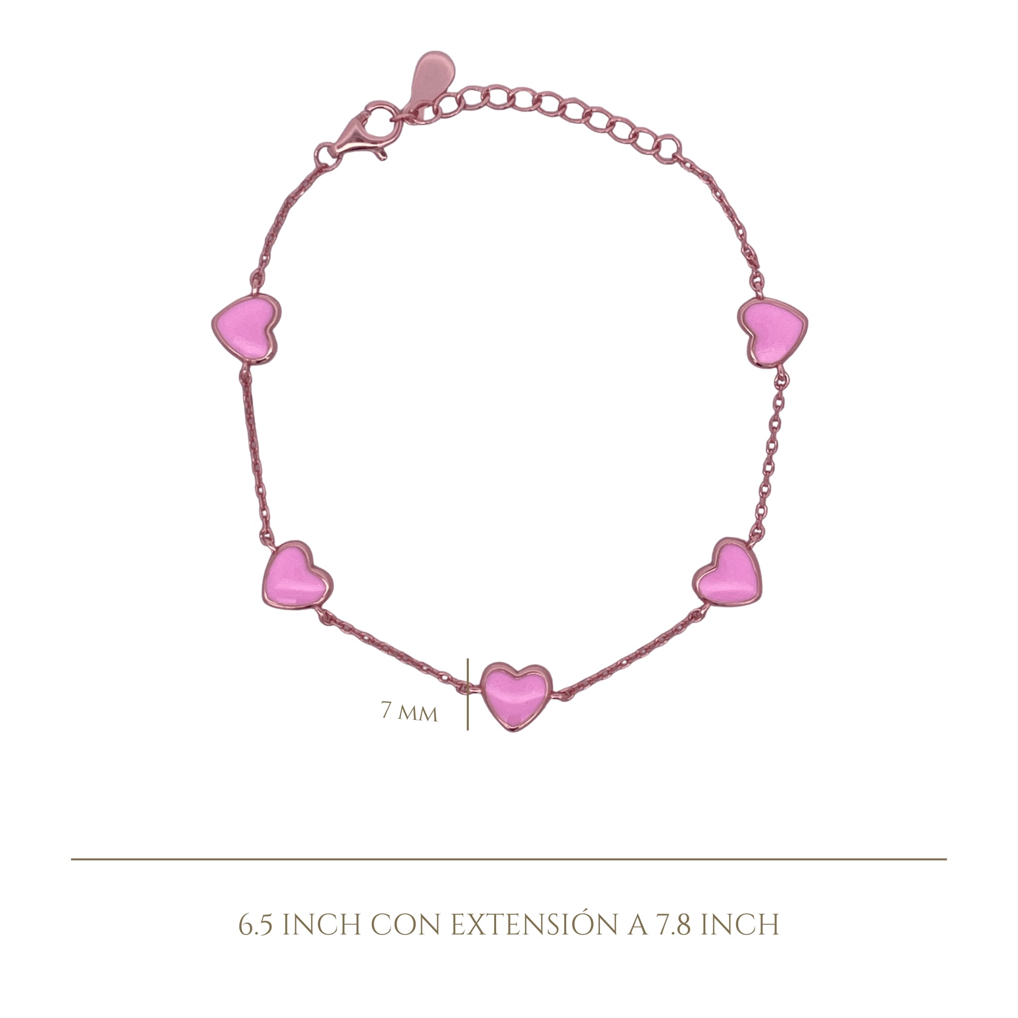 925RG STATION HEART PINK ENAMEL BRACELET