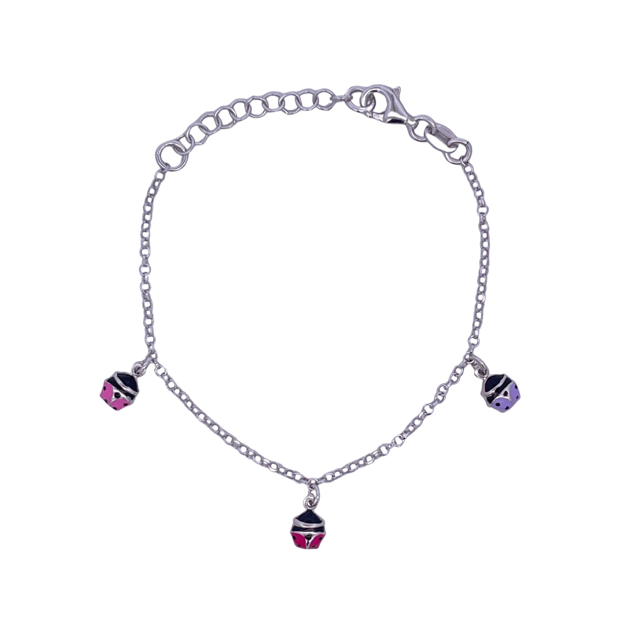 925SL STATION MINI LADYBUG MULTICOLOR ENAMEL BRACELET