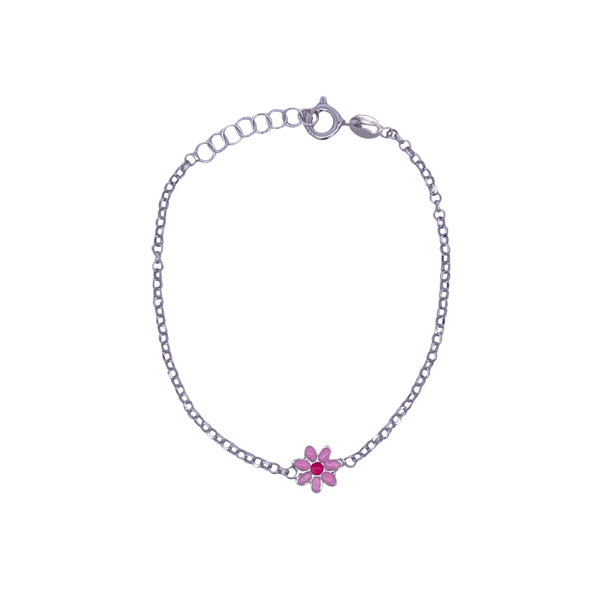 925SL SOLITARY DAISY PINK ENAMEL BRACELET