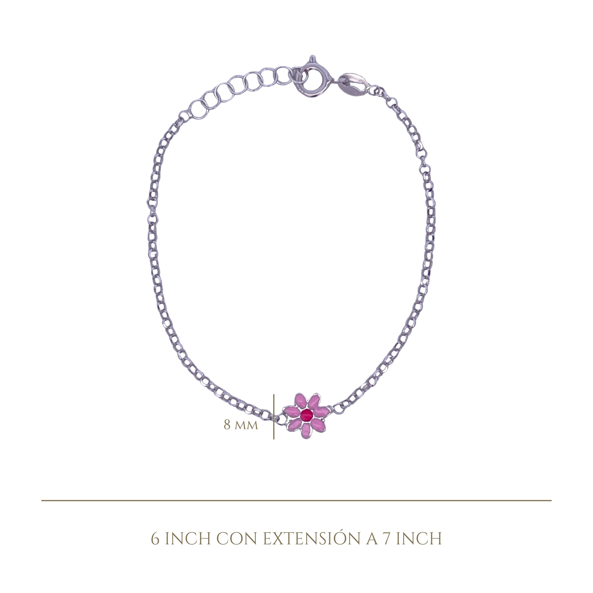 925SL SOLITARY DAISY PINK ENAMEL BRACELET