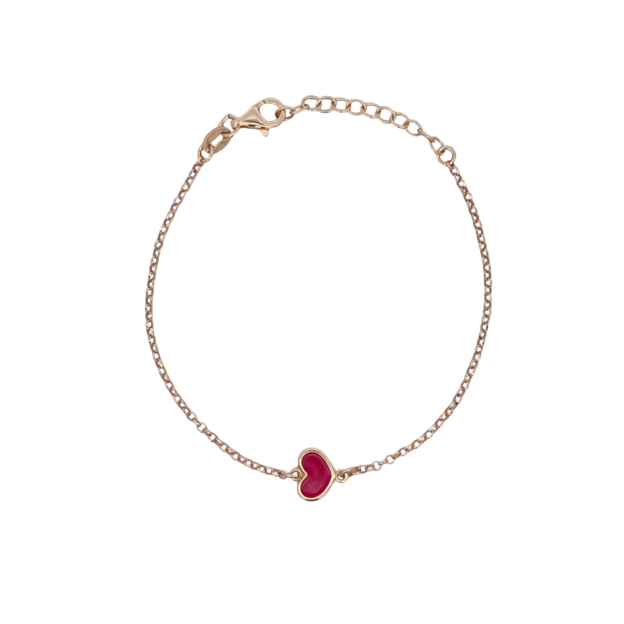 925YG SOLITARY HEART RED ENAMEL BRACELET