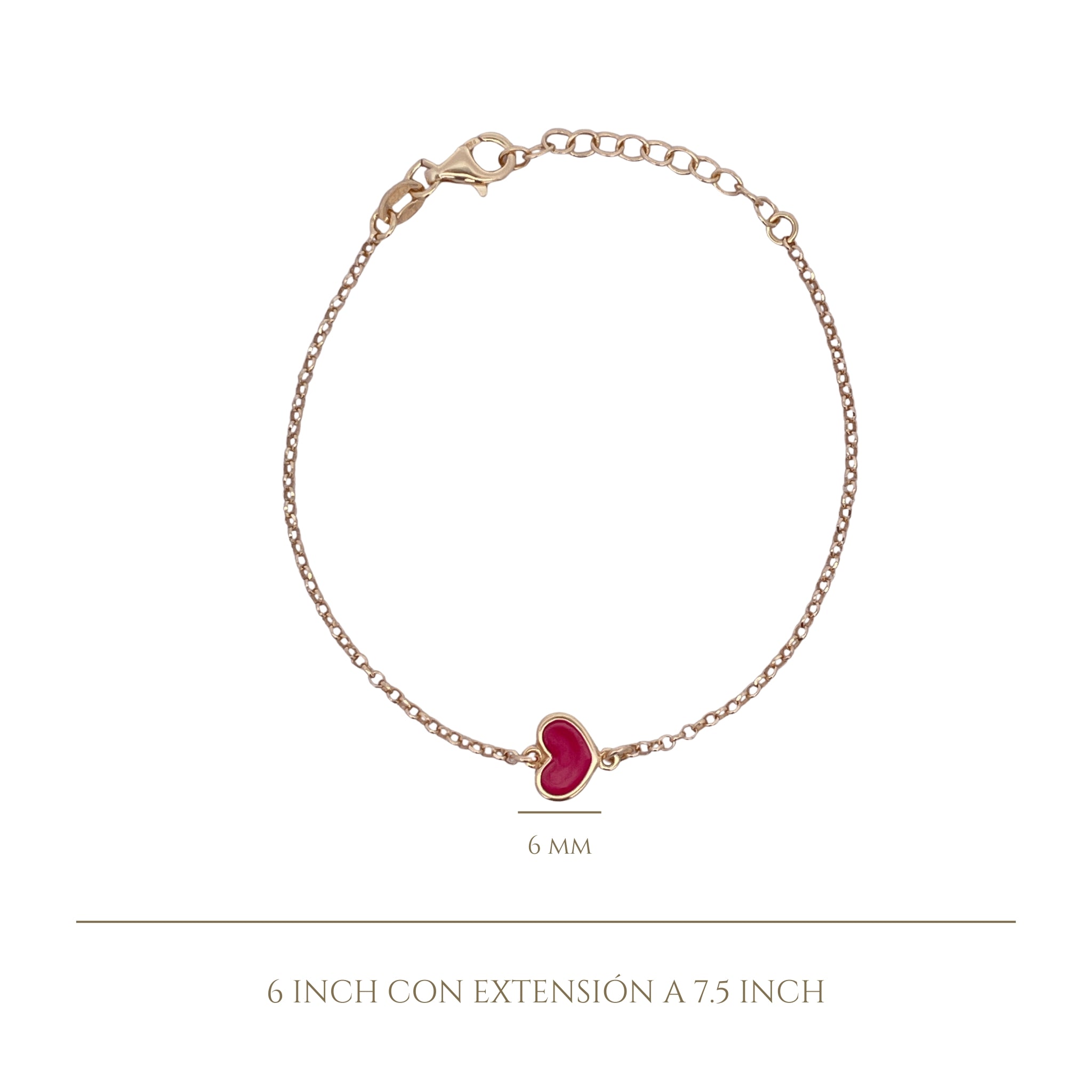 925YG SOLITARY HEART RED ENAMEL BRACELET