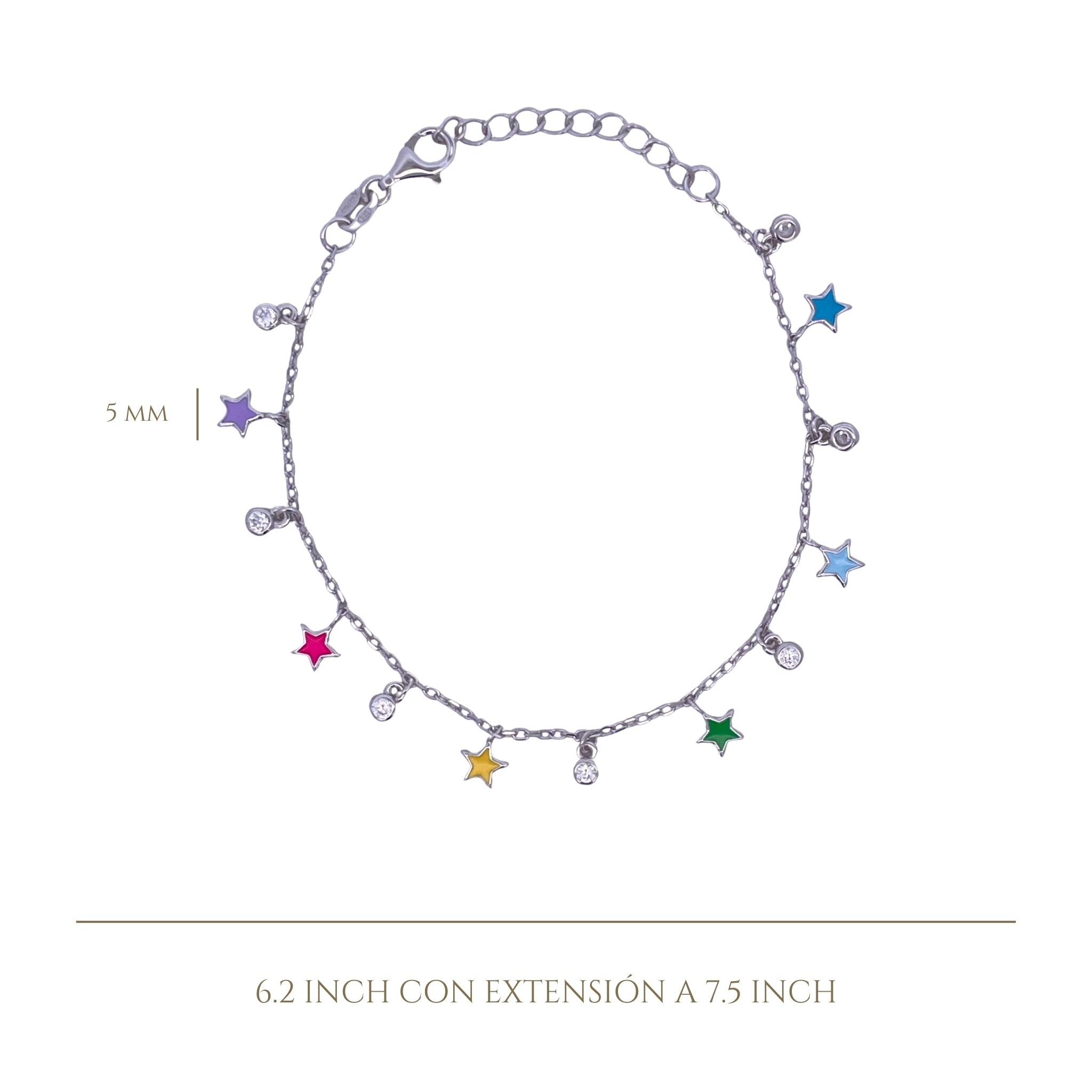 925SL MINI STARS WITH MINI BEZEL MULTICOLOR ENAMEL BRACELET