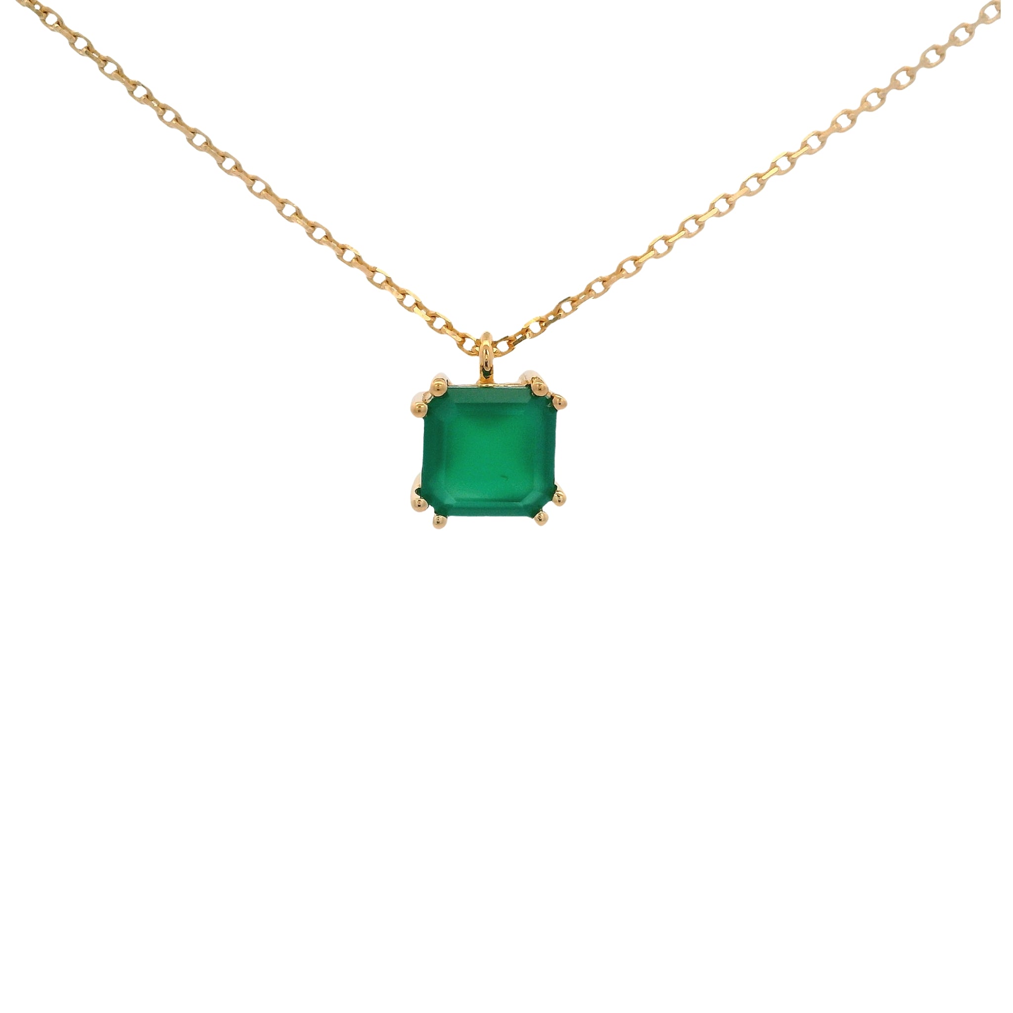 925YG SOLITARY CUSHION ONYX GREEN 7MM NECKLACE
