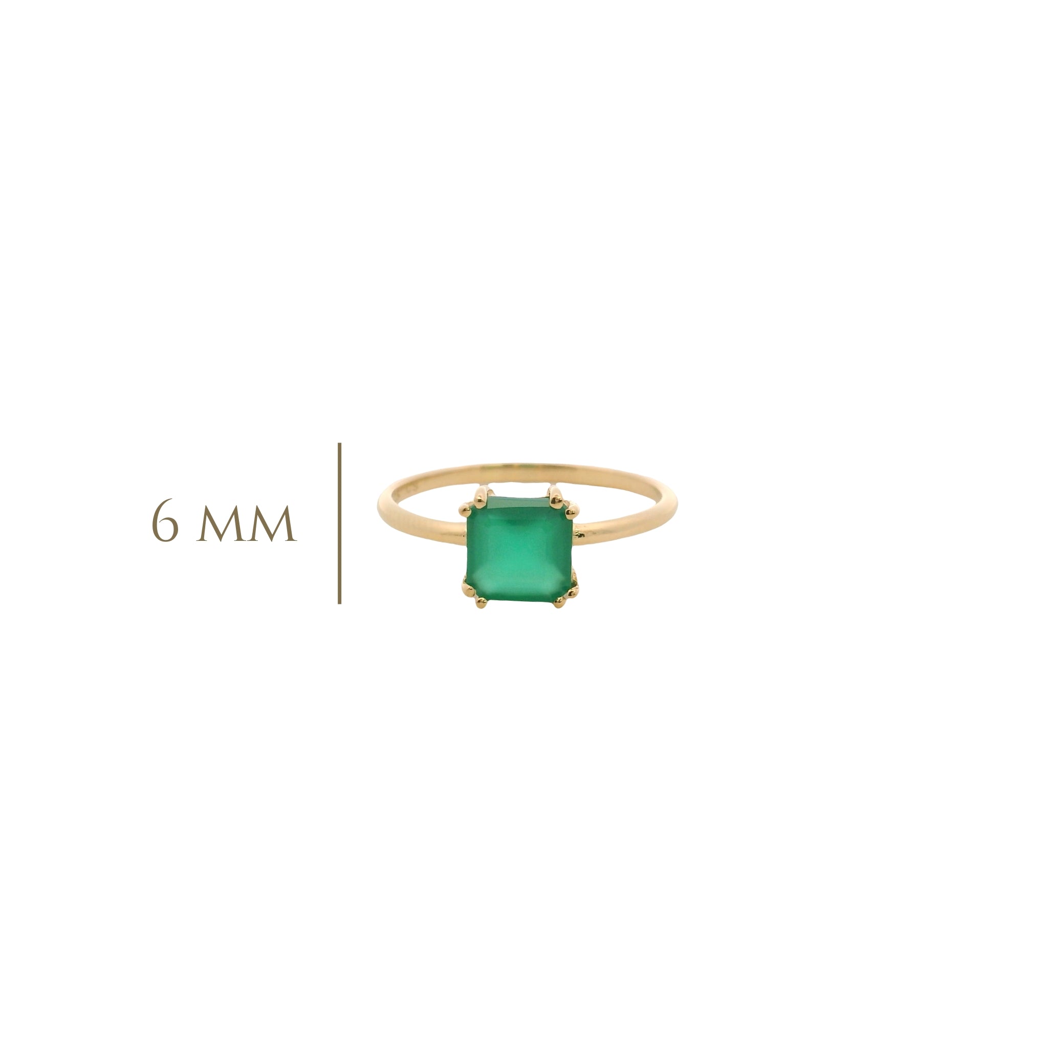 925YG SOLITARY CUSHION ONYX GREEN 7MM RING T6.5