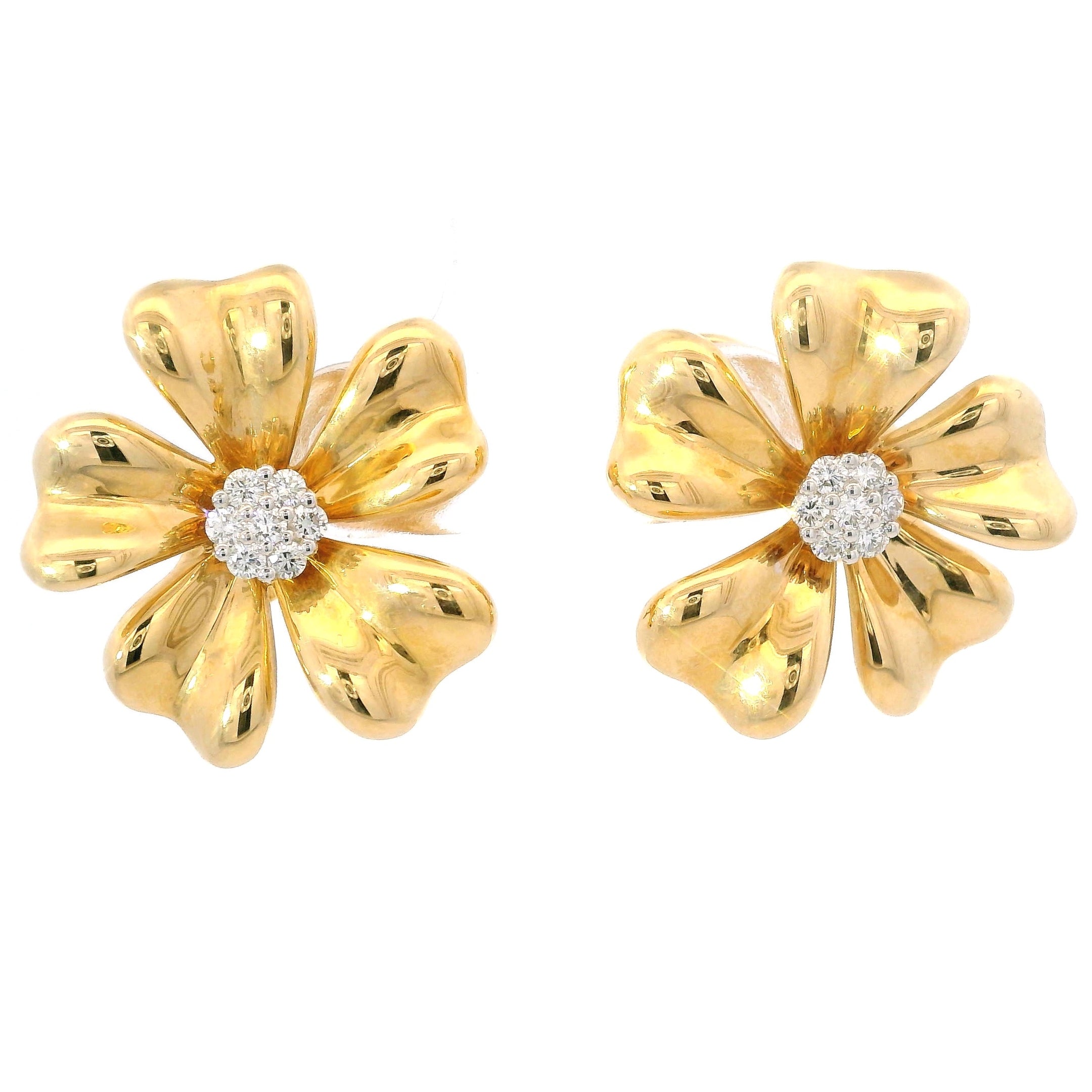 D0.29CT 18KY CHUNKY FLOWER EARRINGS