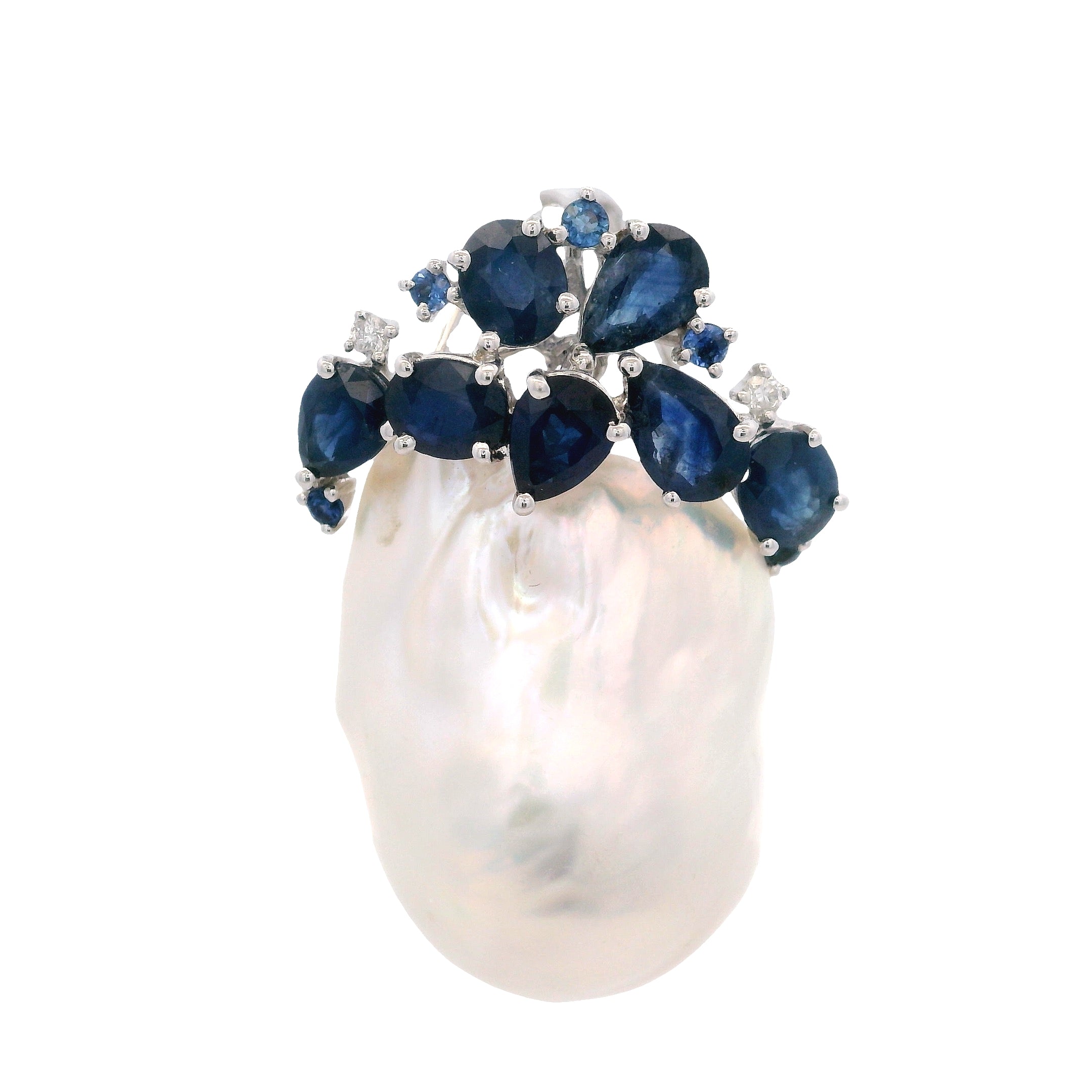 D0.04CT 18KW CLUSTER AND PEARL BARROQUE PENDANT BS3.15CT