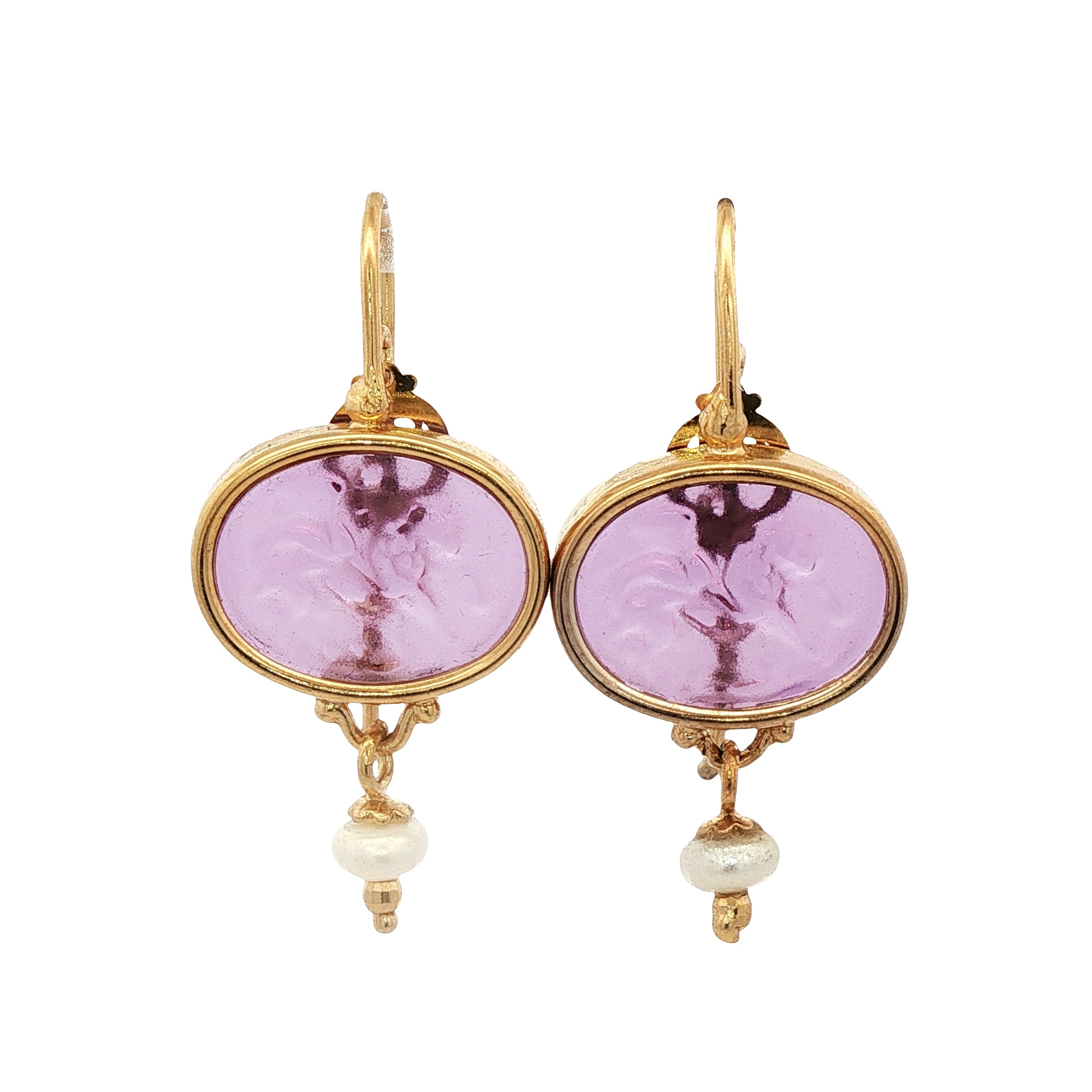 925YG CHIMERA PURPLE WITH PEARL EARRINGS