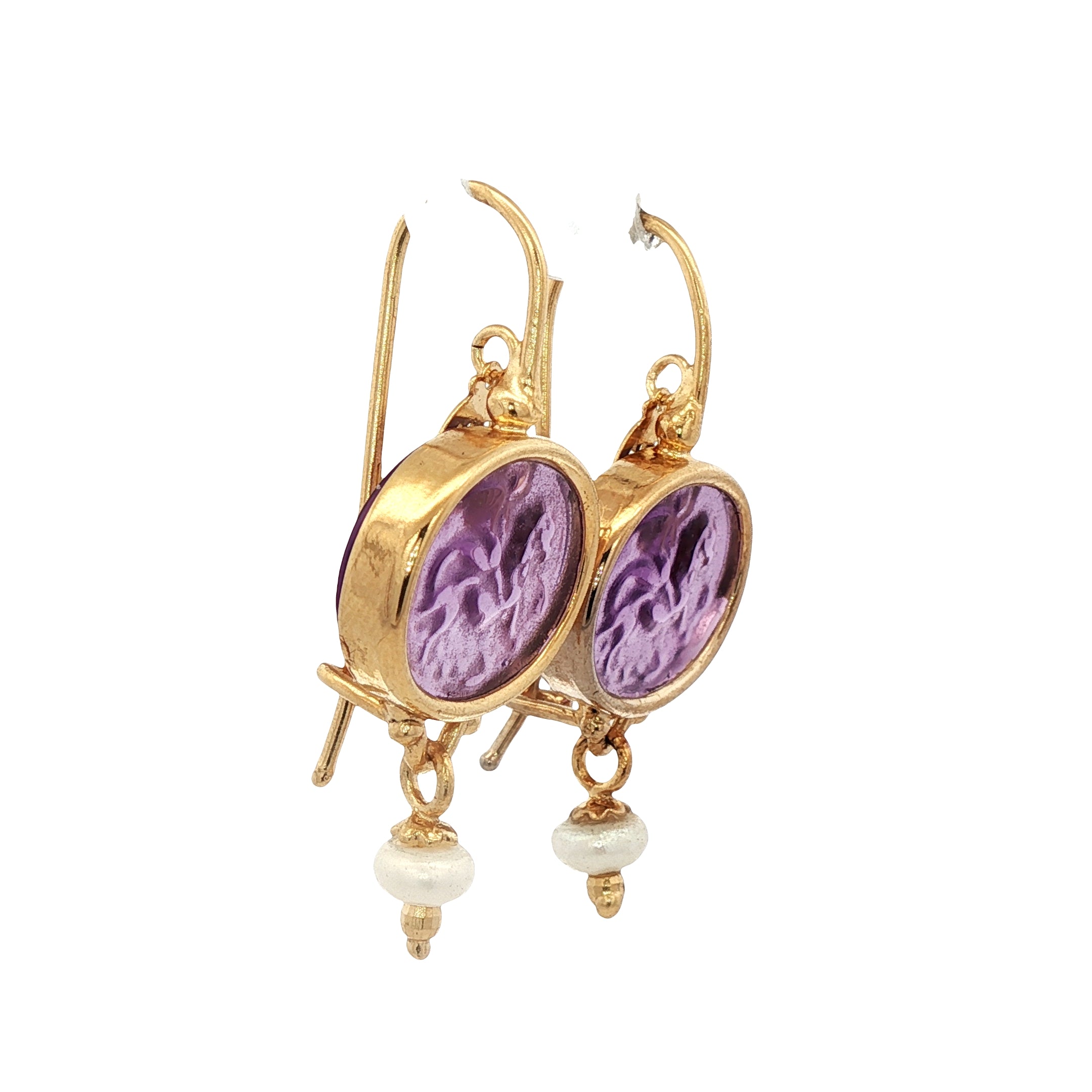 925YG CHIMERA PURPLE WITH PEARL EARRINGS
