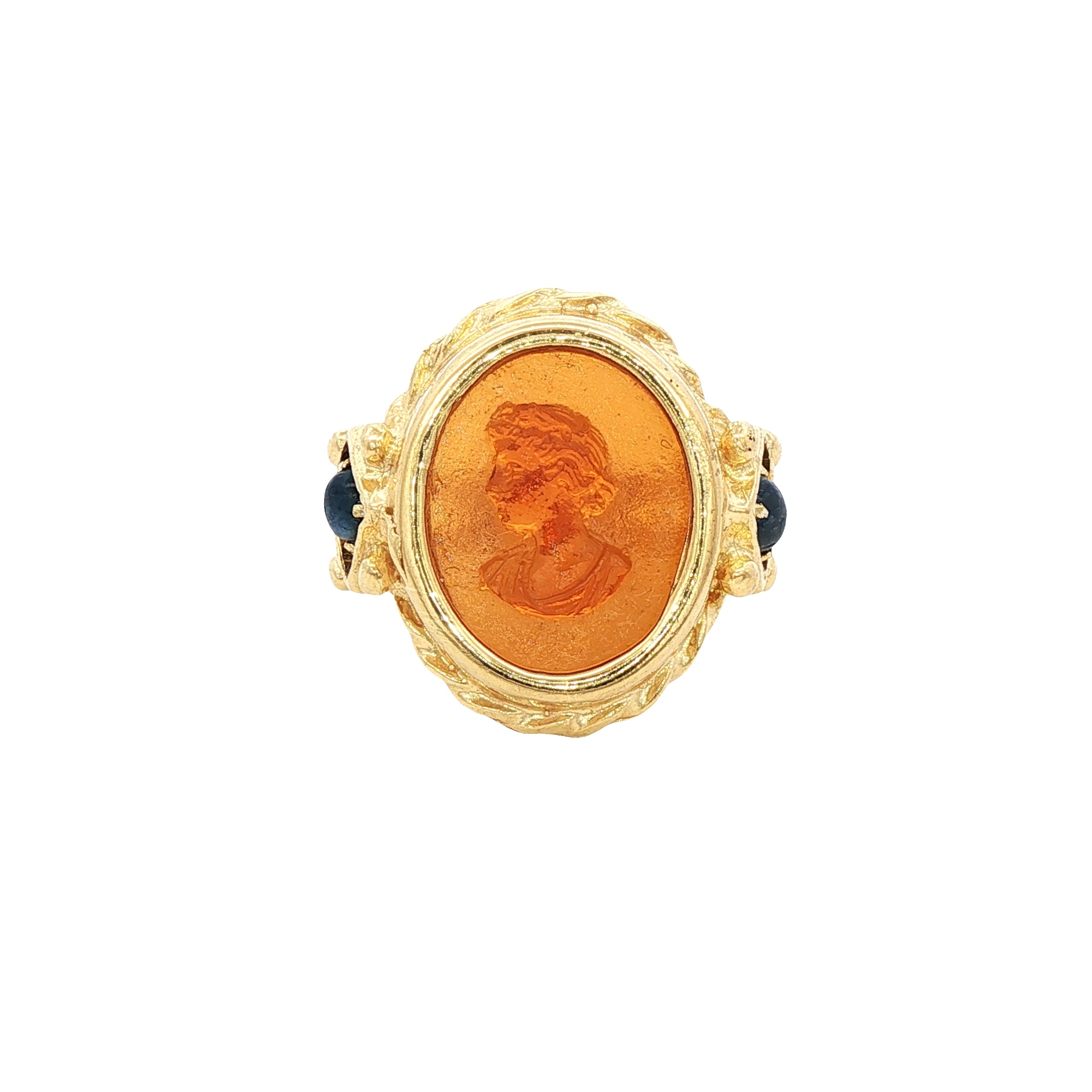 925YG CERES AMBAR WITH BLUE SAPPHIRE RING T6