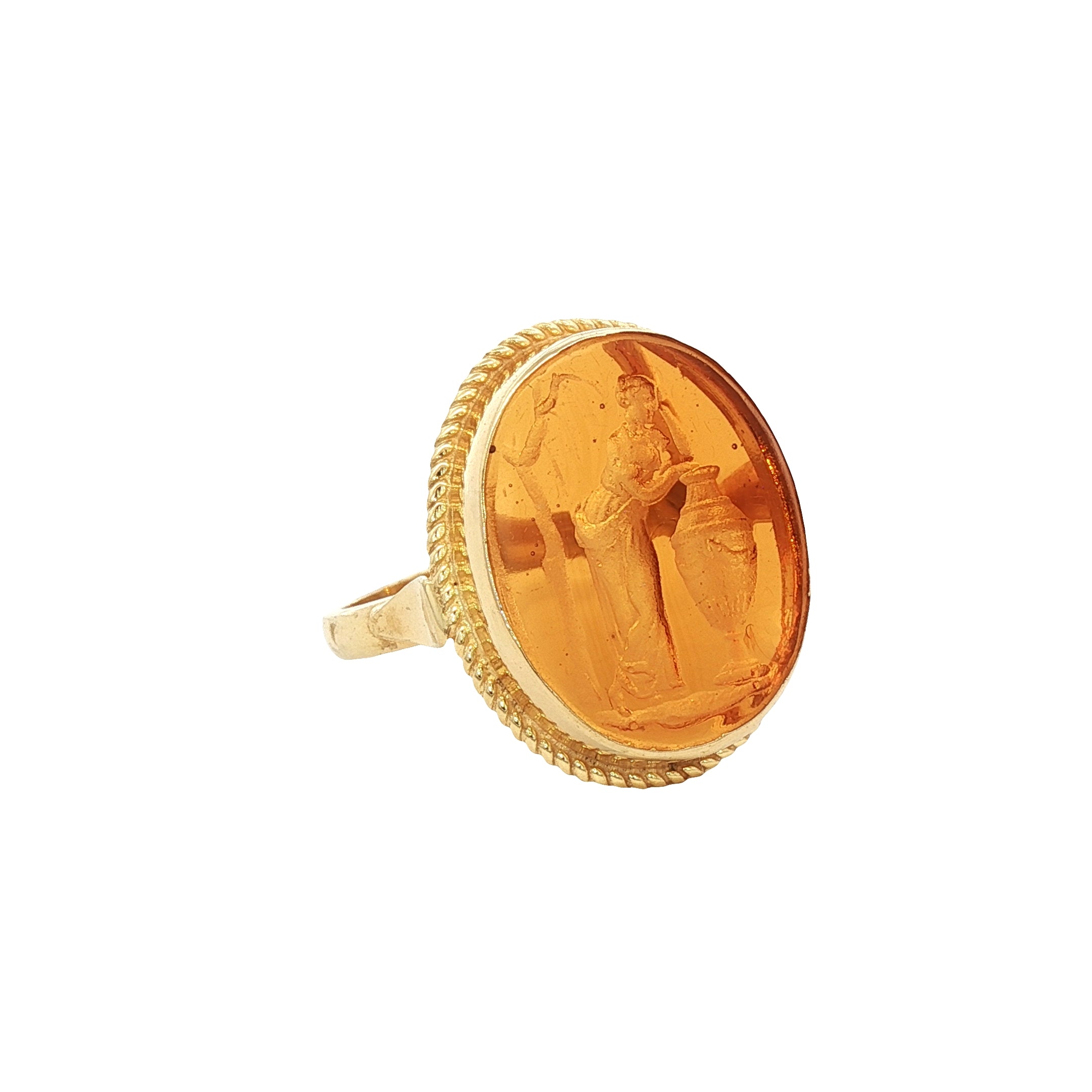 925YG MUSE WITH VASE AMBAR RING T7