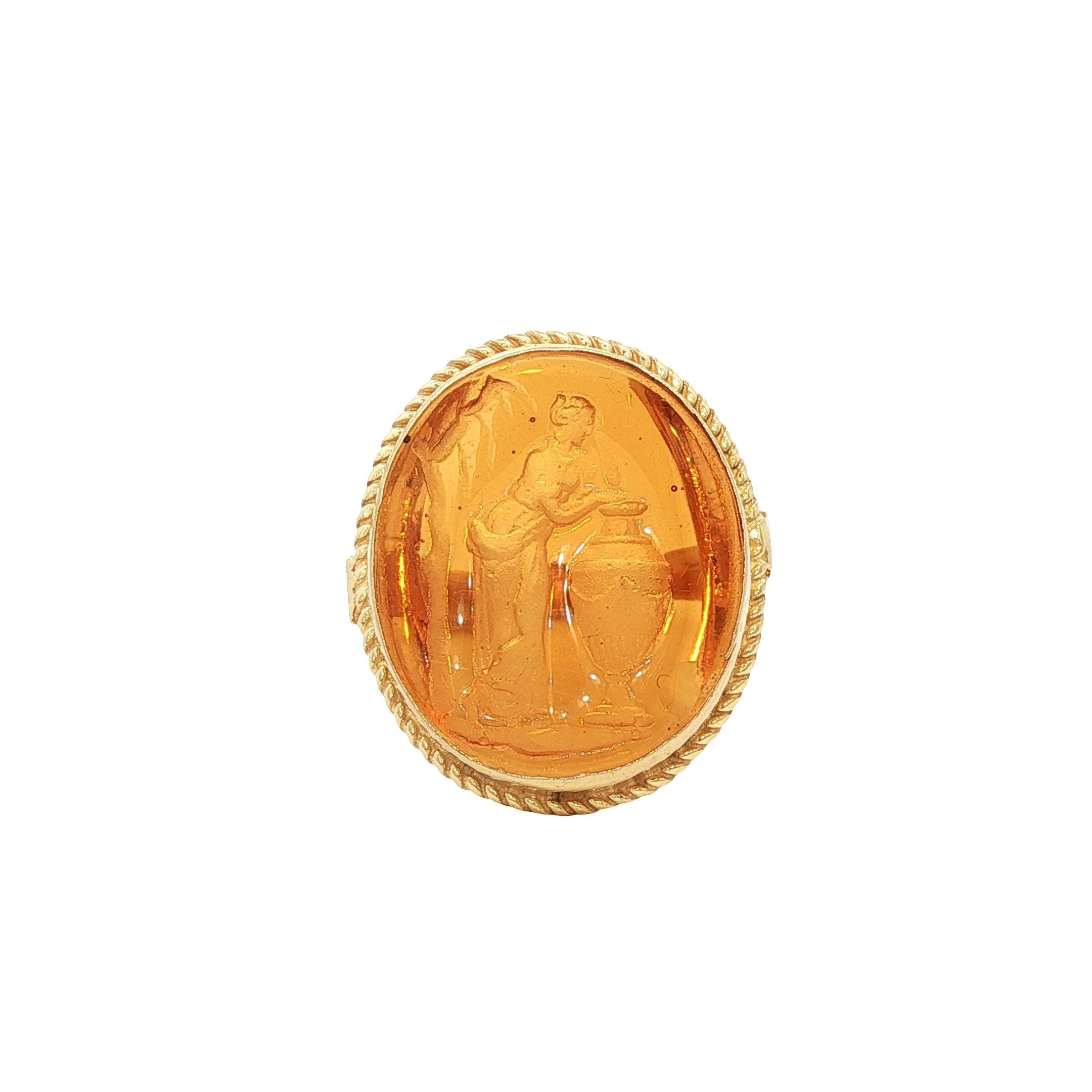 925YG MUSE WITH VASE AMBAR RING T7